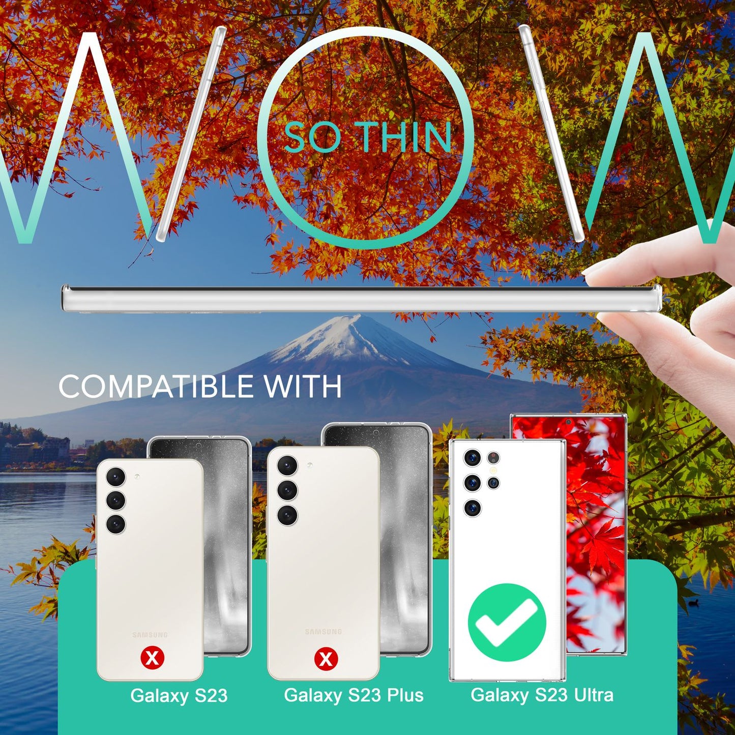 Handy Hülle 0,3mm Dünn für Samsung Galaxy S23 Ultra, 2x Displayschutz