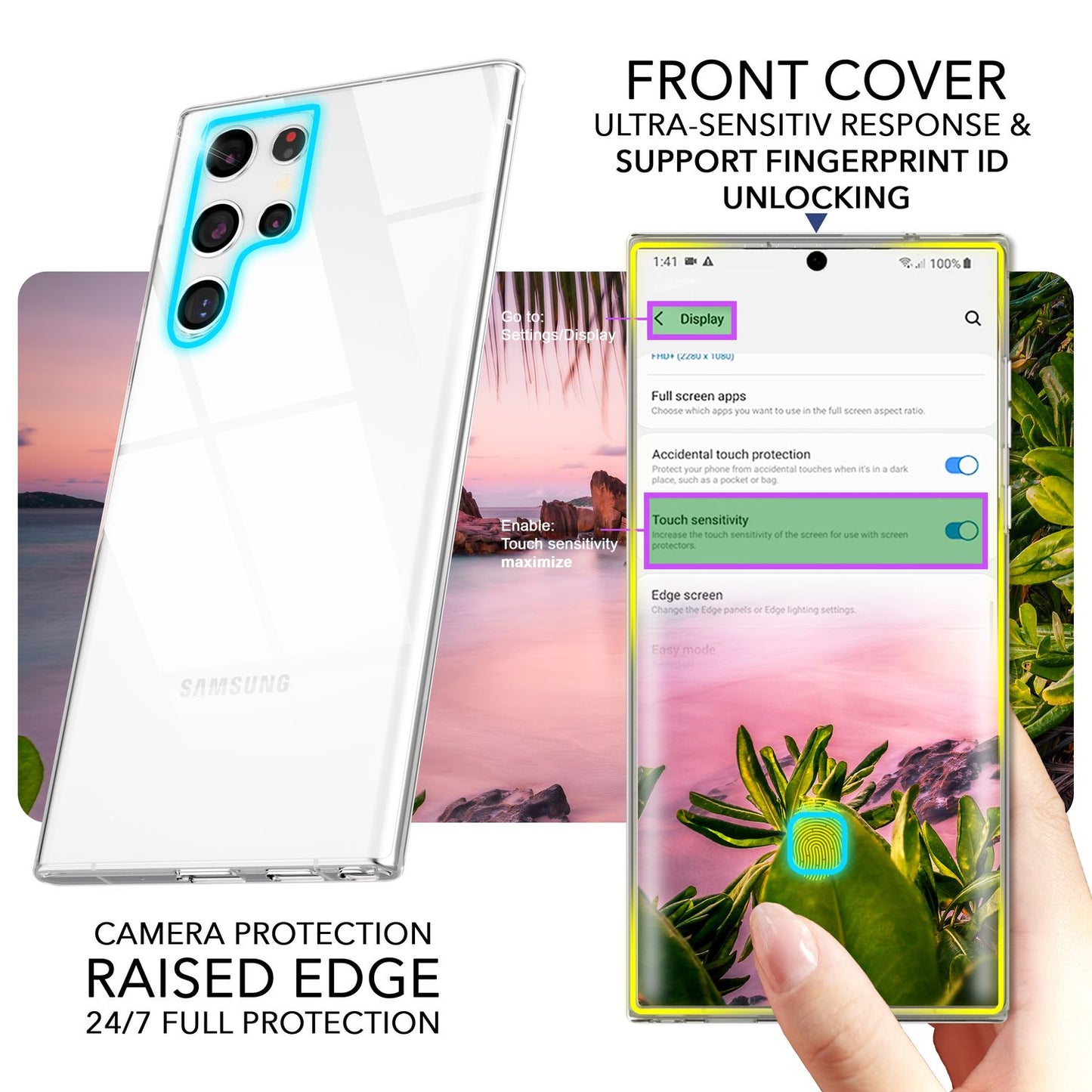 NALIA Berlin 360Guard Transparent - Größe Passend Für Galaxy S23 Ultra, Material Transparent TPU, Rundumschutz