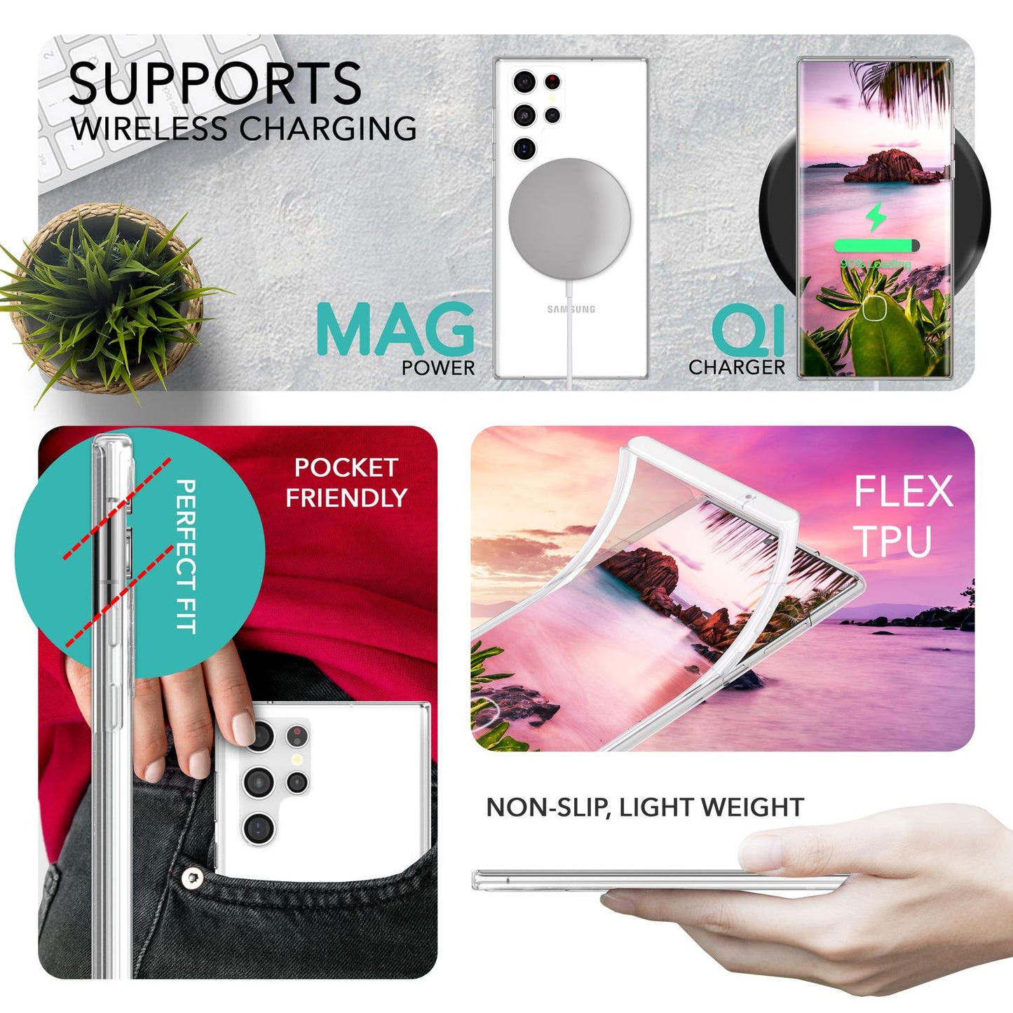 NALIA Berlin 360Guard Transparent - Größe Passend Für Galaxy S23 Ultra, Material Transparent TPU, Rundumschutz