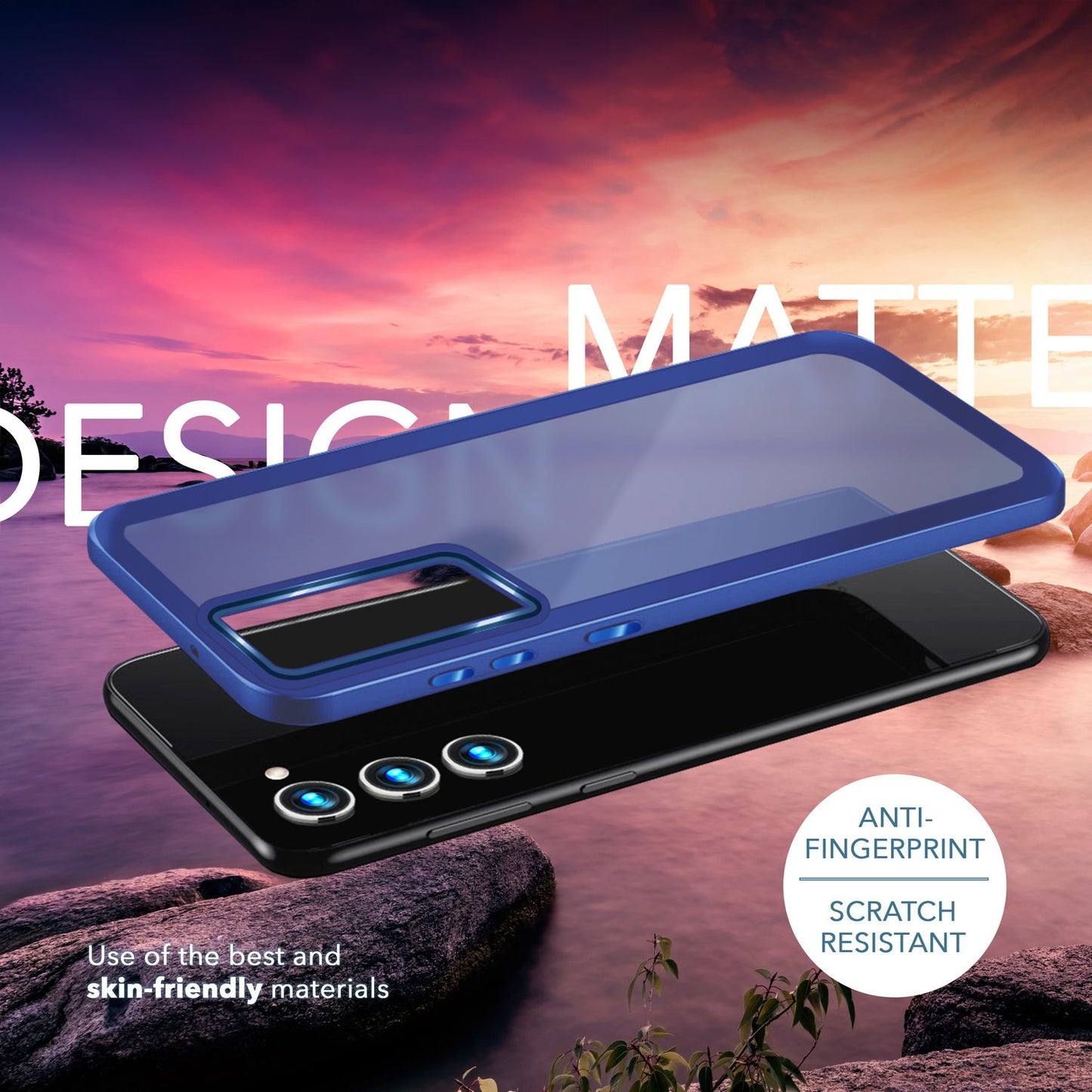 Hybrid Hülle Matt für Samsung Galaxy S23, 2x Display-/ Kameraschutz