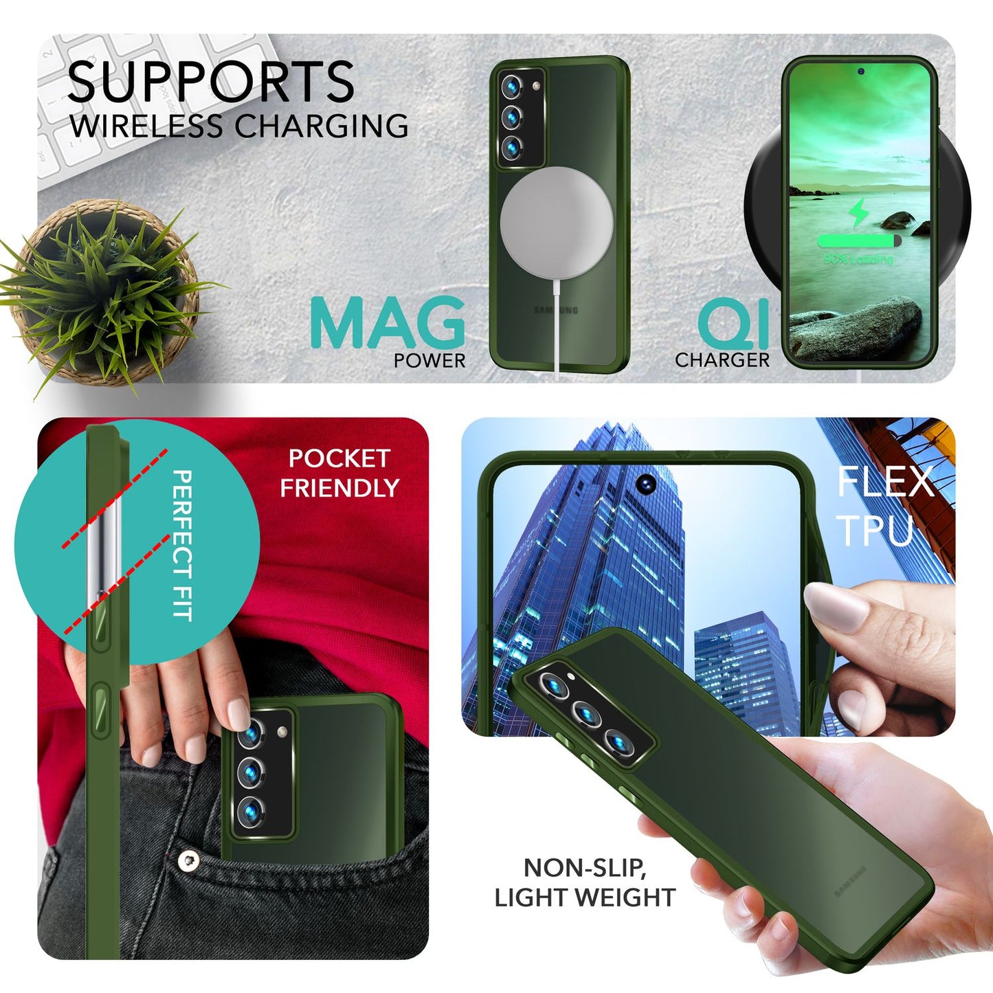 Hybrid Hülle Matt für Samsung Galaxy S23, 2x Display-/ Kameraschutz