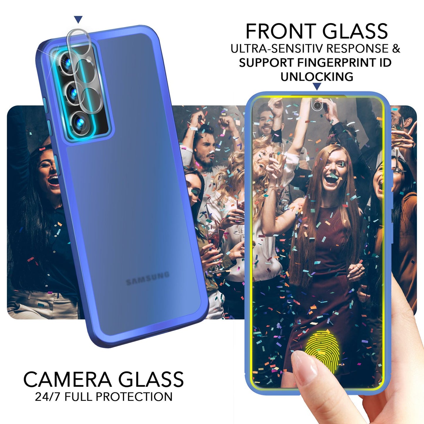 Hybrid Hülle Matt für Samsung Galaxy S23, 2x Display-/ Kameraschutz