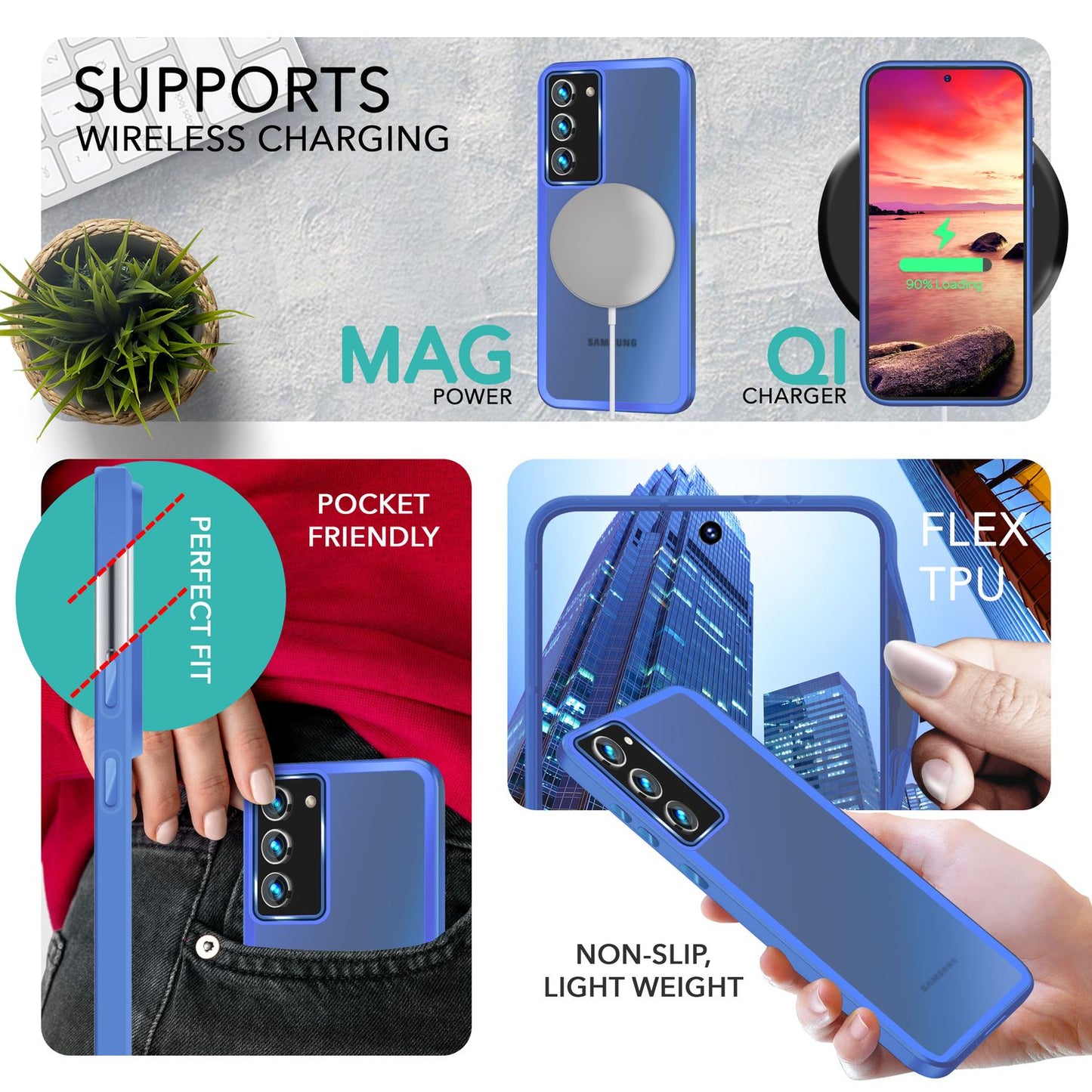 Hybrid Hülle Matt für Samsung Galaxy S23, 2x Display-/ Kameraschutz