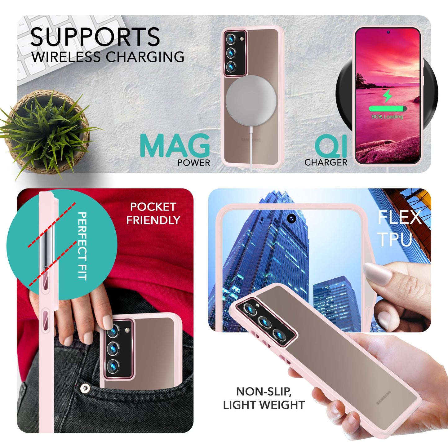 Hybrid Hülle Matt für Samsung Galaxy S23, 2x Display-/ Kameraschutz