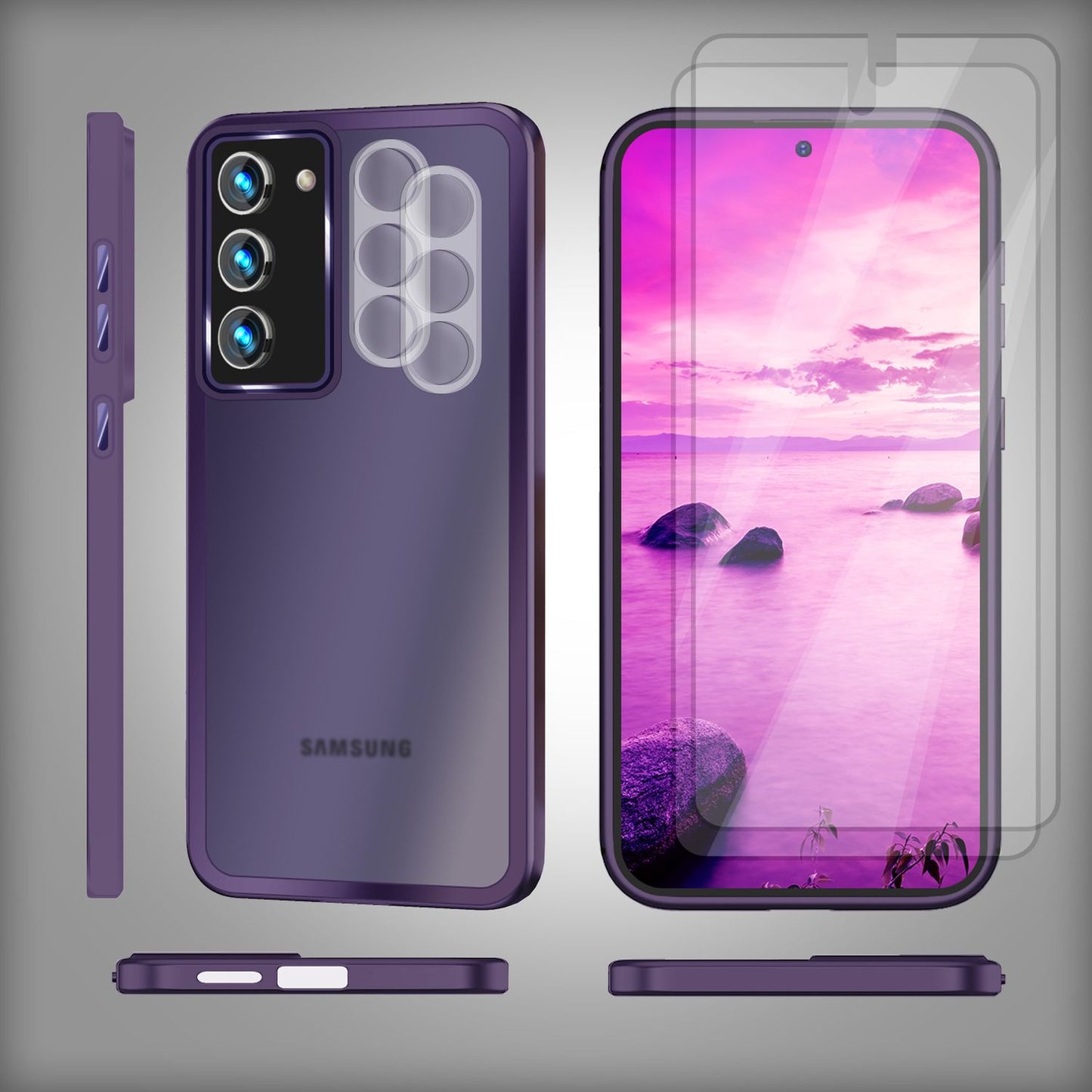 Hybrid Hülle für Samsung Galaxy S23 Plus, 2x Display- & Kameraschutz