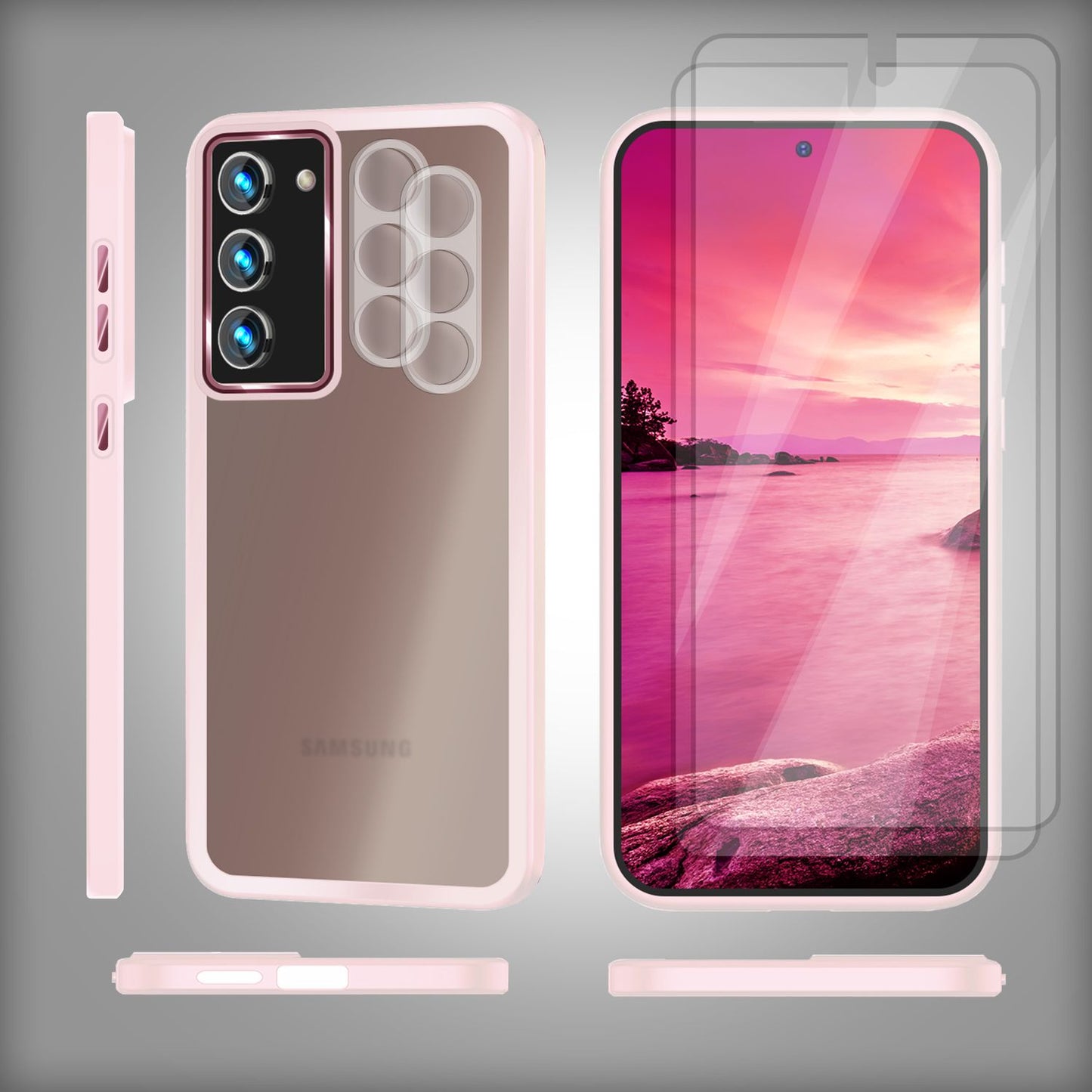 Hybrid Hülle für Samsung Galaxy S23 Plus, 2x Display- & Kameraschutz