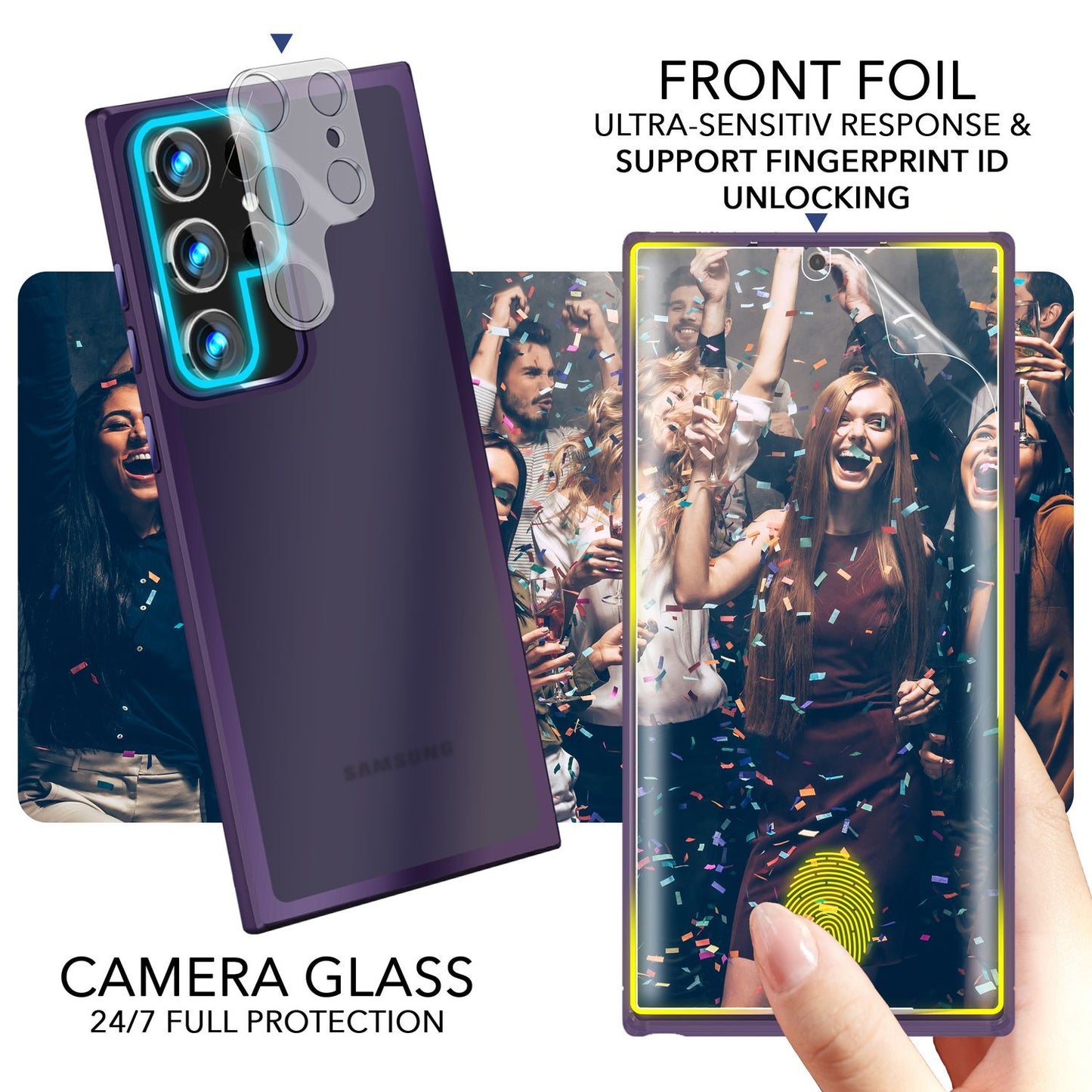 NALIA Fuzion Matt-Klar Case - 2x Display- Und Kameraschutz S23 Ultra