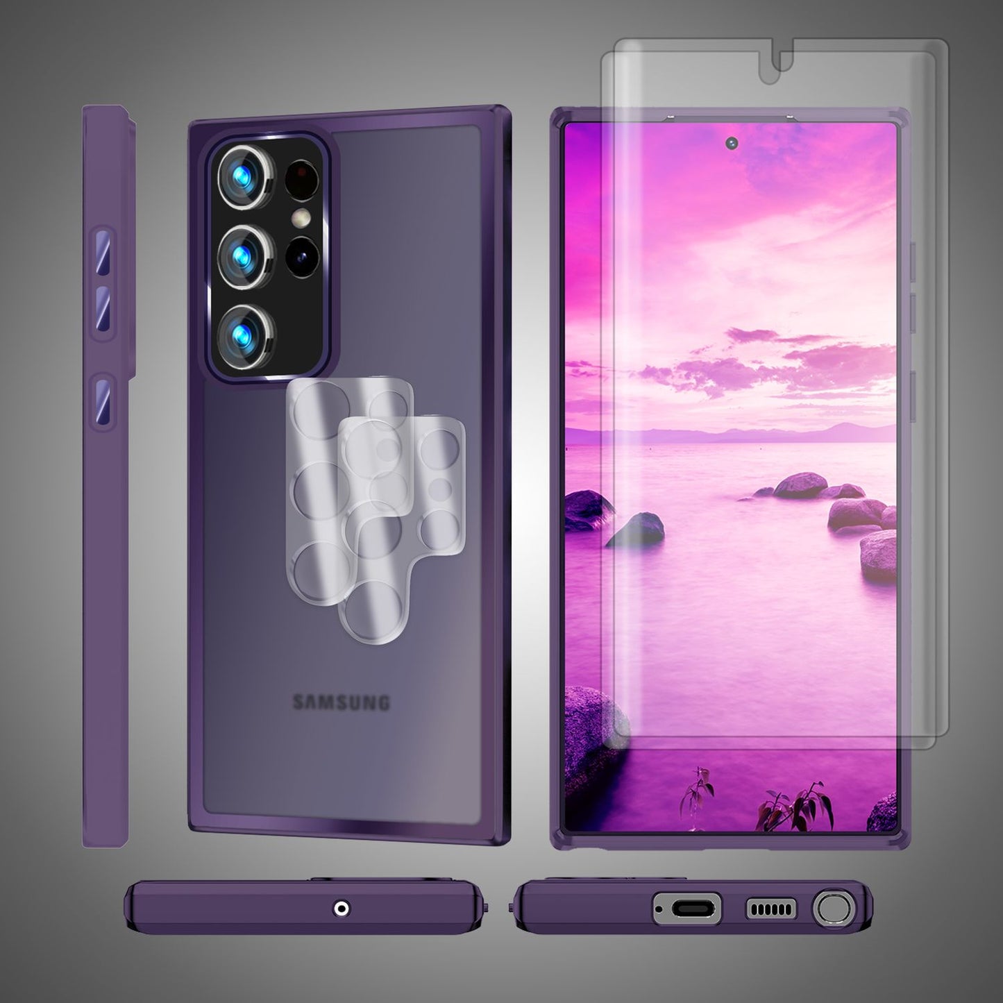 NALIA Fuzion Matt-Klar Case - 2x Display- Und Kameraschutz S23 Ultra