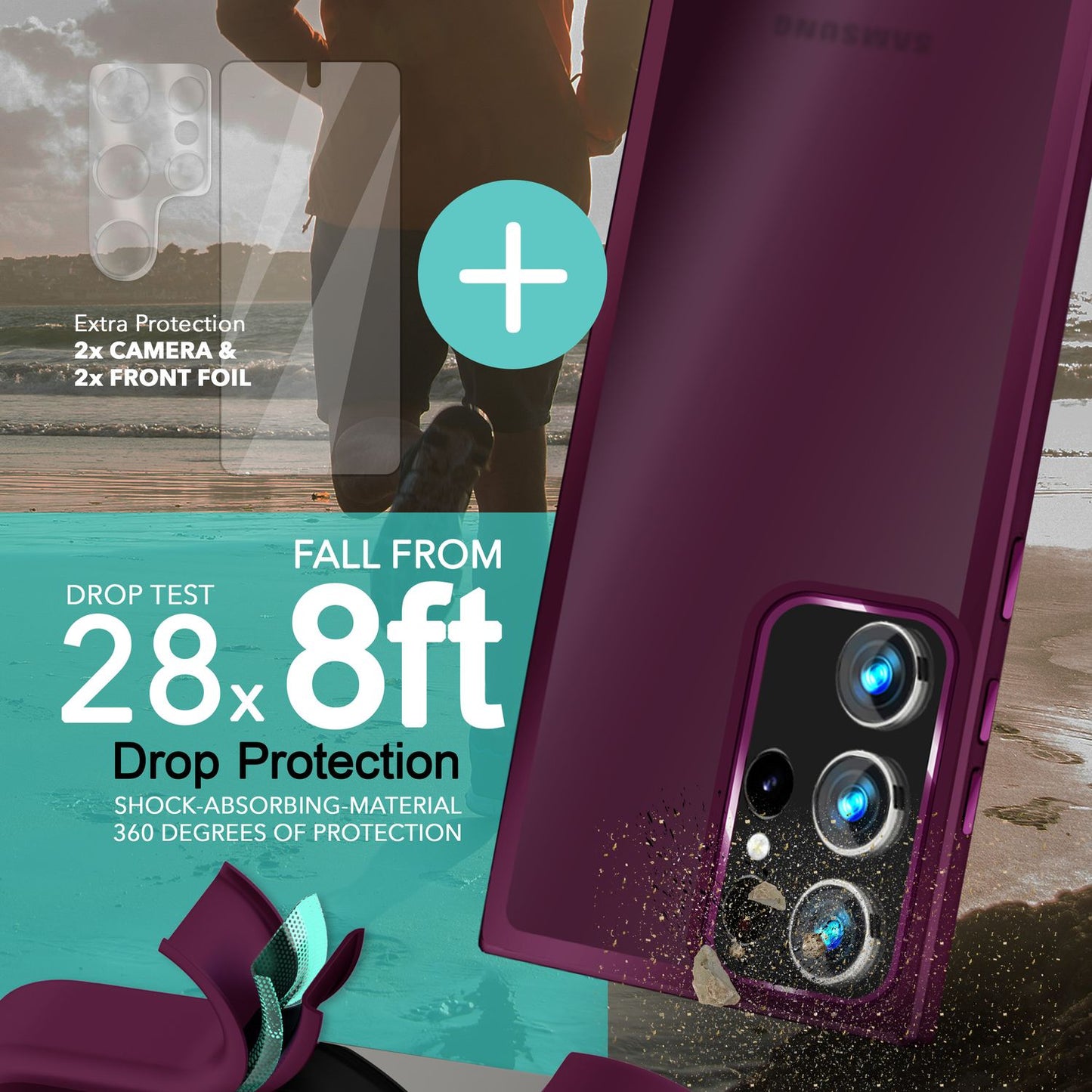 NALIA Fuzion Matt-Klar Case - 2x Display- Und Kameraschutz S23 Ultra