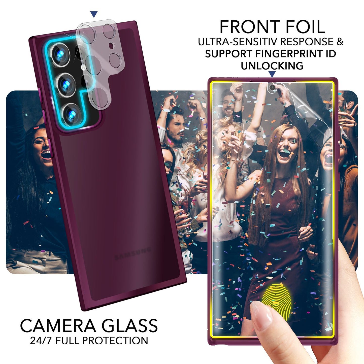 NALIA Fuzion Matt-Klar Case - 2x Display- Und Kameraschutz S23 Ultra