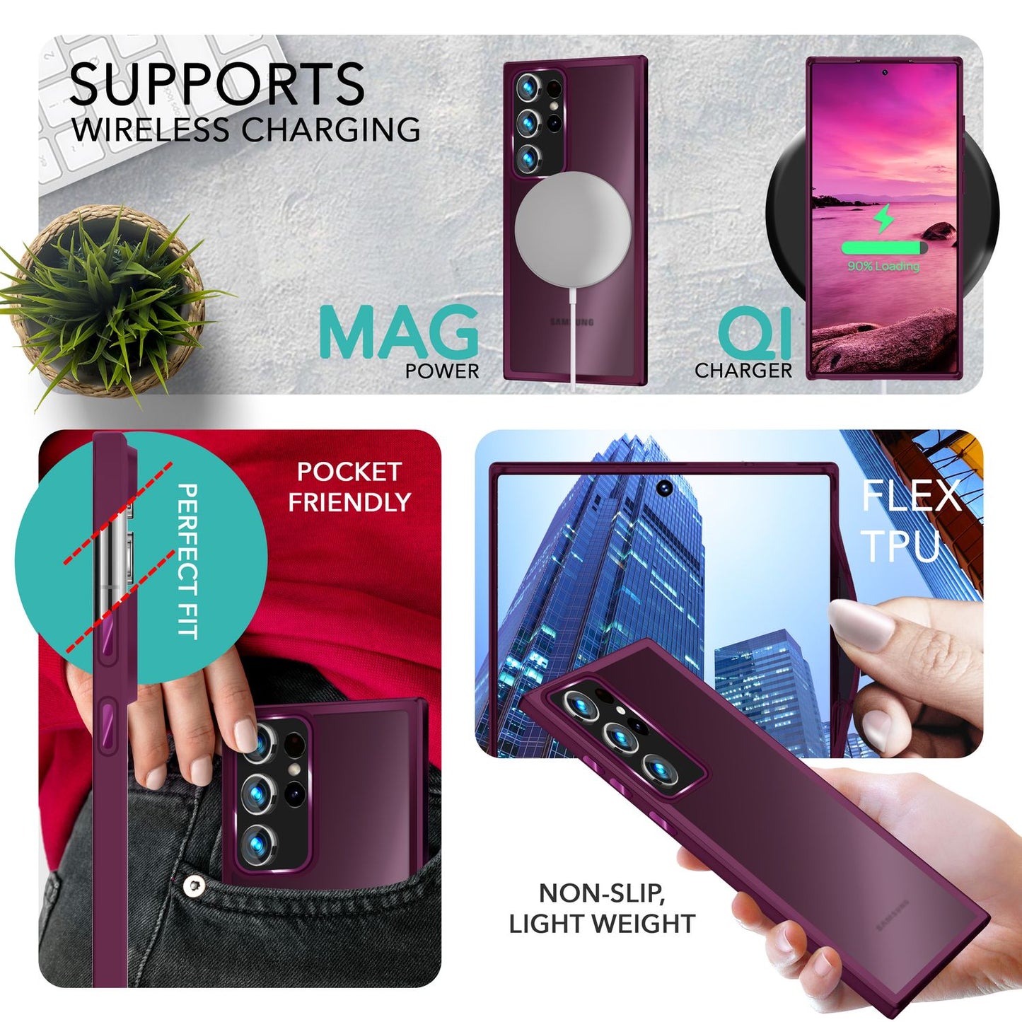 NALIA Fuzion Matt-Klar Case - 2x Display- Und Kameraschutz S23 Ultra