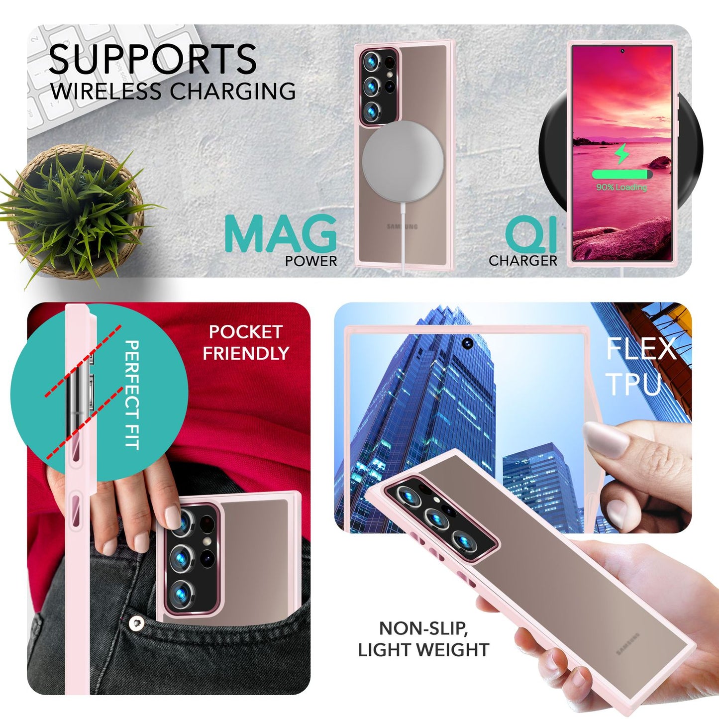 NALIA Fuzion Matt-Klar Case - 2x Display- Und Kameraschutz S23 Ultra