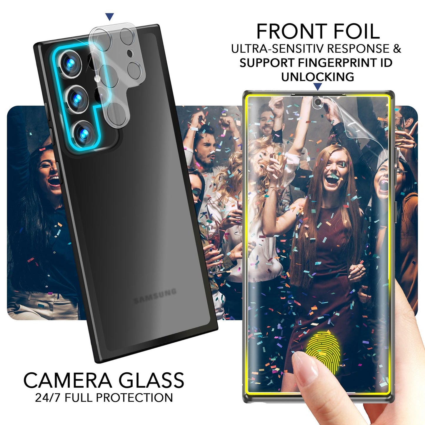 NALIA Fuzion Matt-Klar Case - 2x Display- Und Kameraschutz S23 Ultra