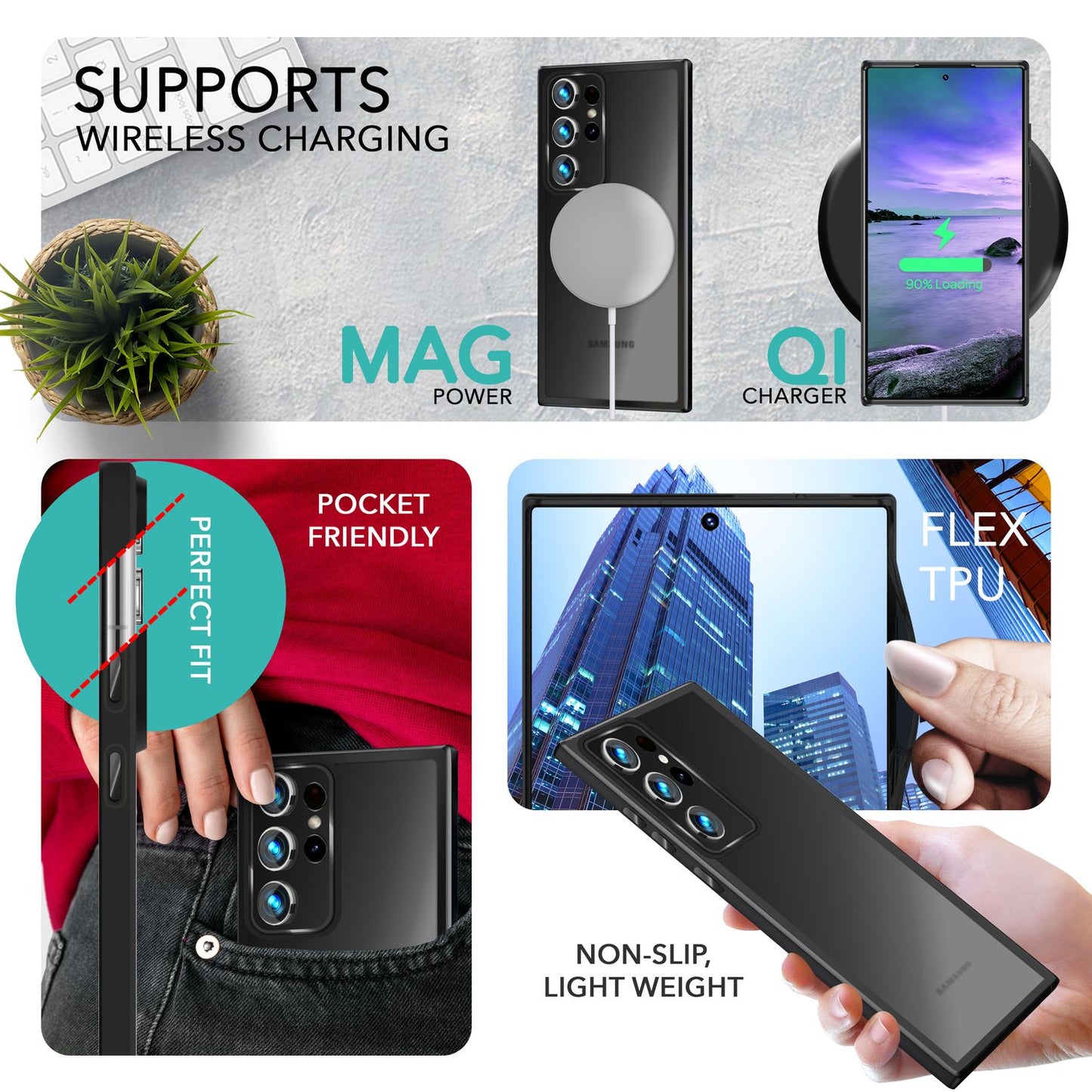 NALIA Fuzion Matt-Klar Case - 2x Display- Und Kameraschutz S23 Ultra