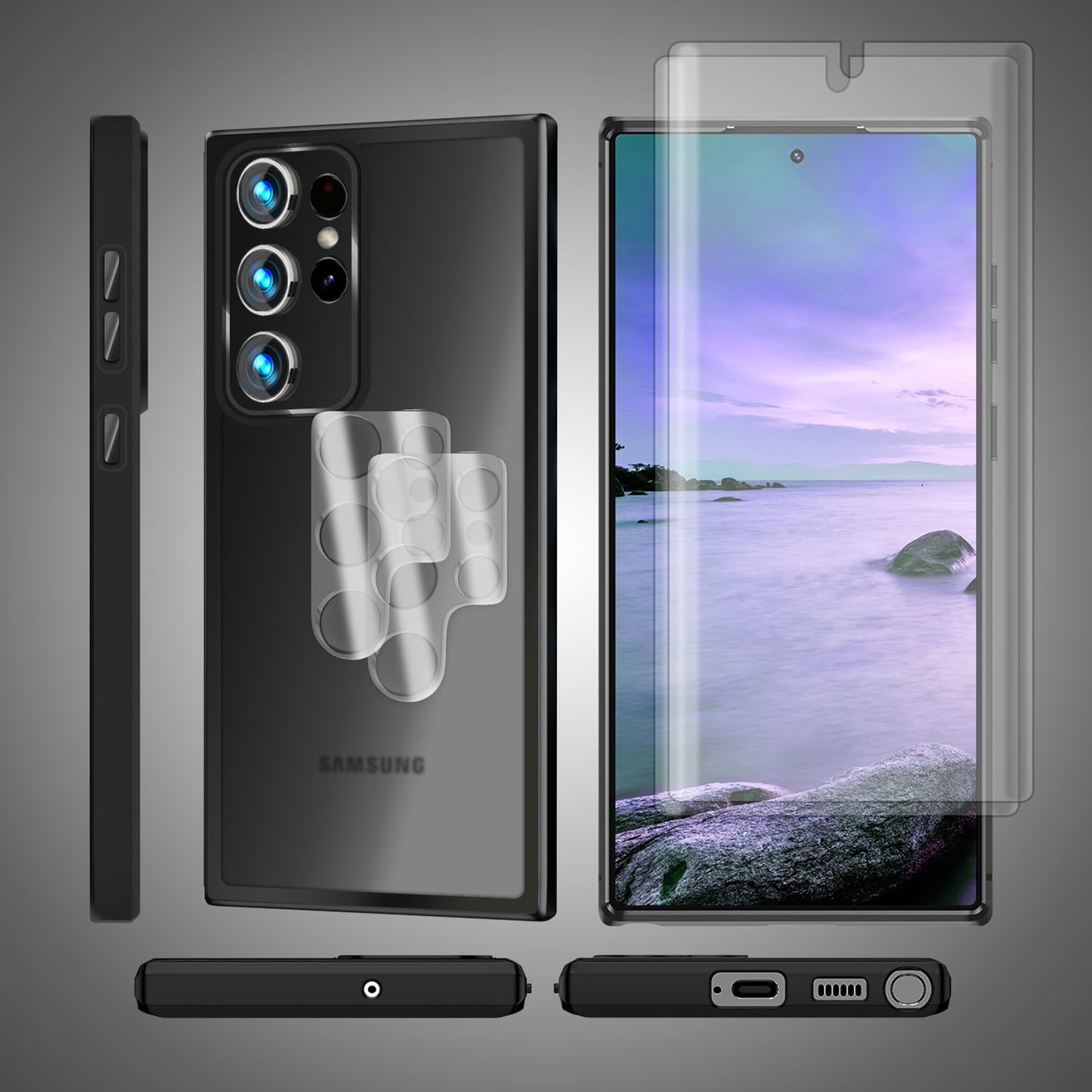 NALIA Fuzion Matt-Klar Case - 2x Display- Und Kameraschutz S23 Ultra