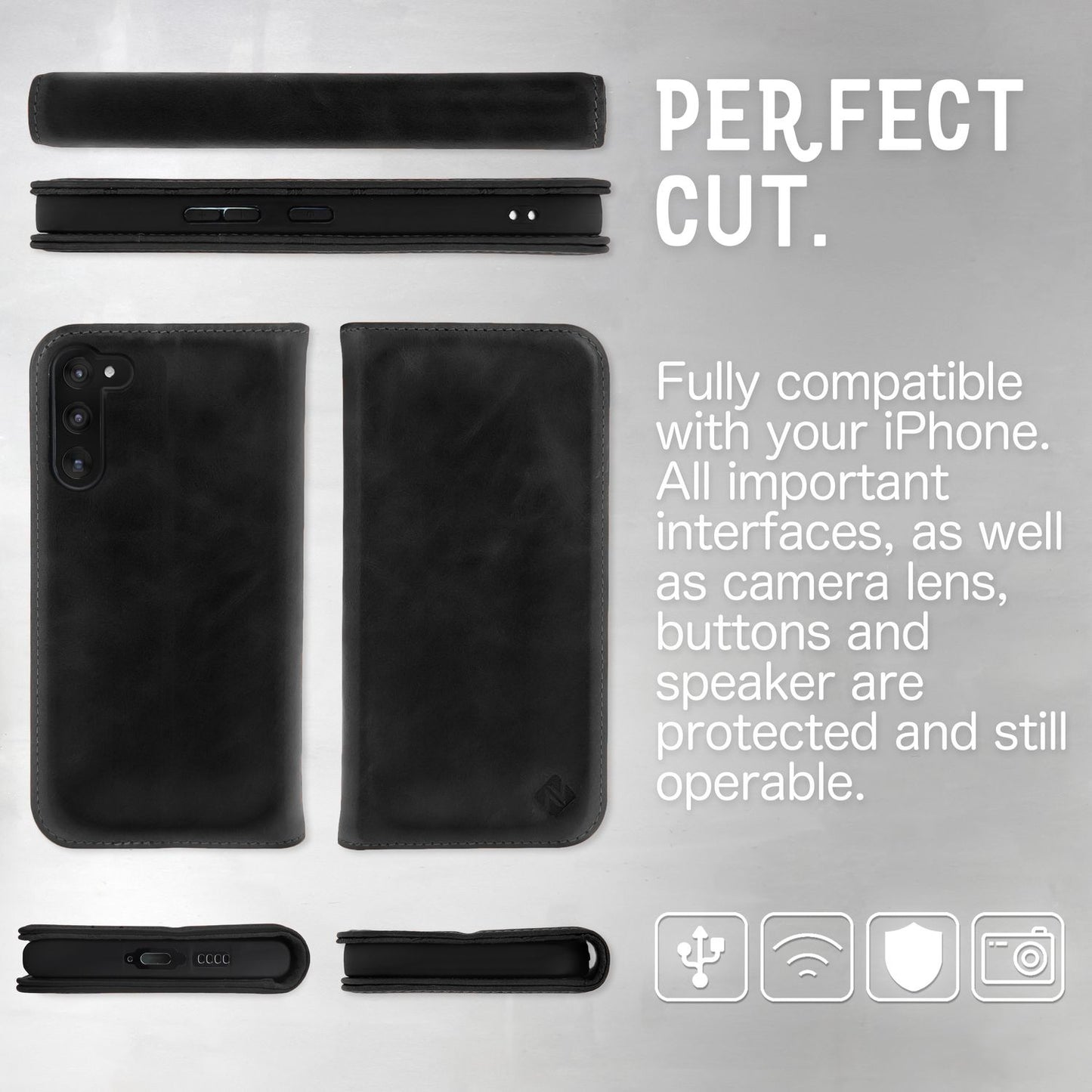 Flip-Case für Samsung Galaxy S23 Plus Echt Leder Handy Hülle 360 Grad Etui RFID