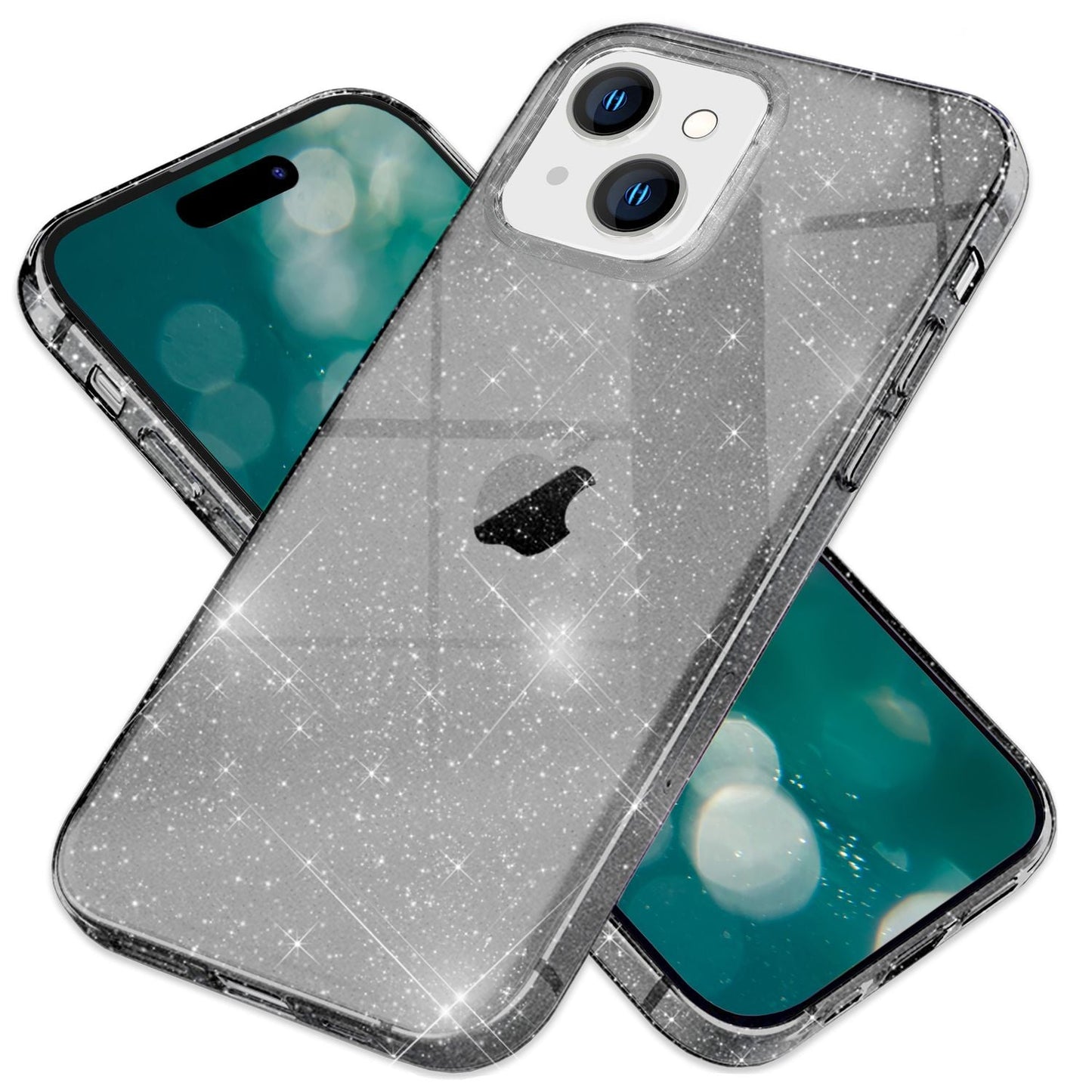 Husa NALIA Berlin Dazzlin cu sclipici - Dimensiune compatibilă cu iPhone 15 Plus, Material: Silicon, Transparentă