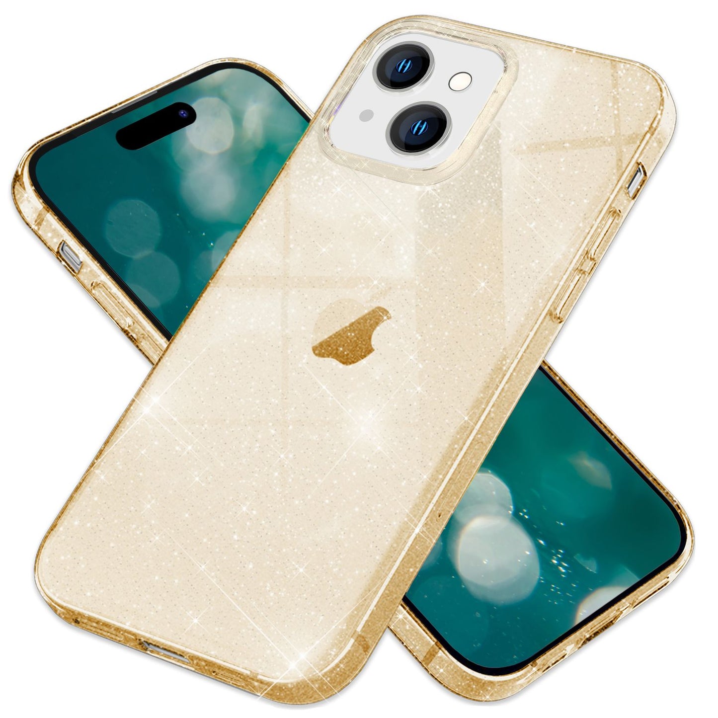 Husa NALIA Berlin Dazzlin cu sclipici - Dimensiune compatibilă cu iPhone 15 Plus, Material: Silicon, Transparentă