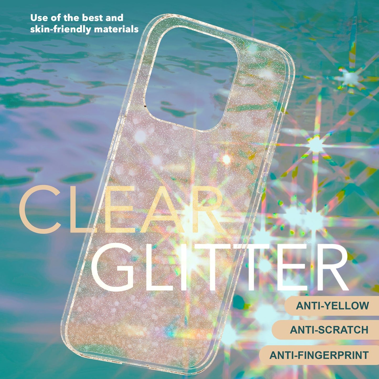 Glitzer Hülle für iPhone 15 Pro Max Bling Case Klar Silikon Handyhülle Tasche