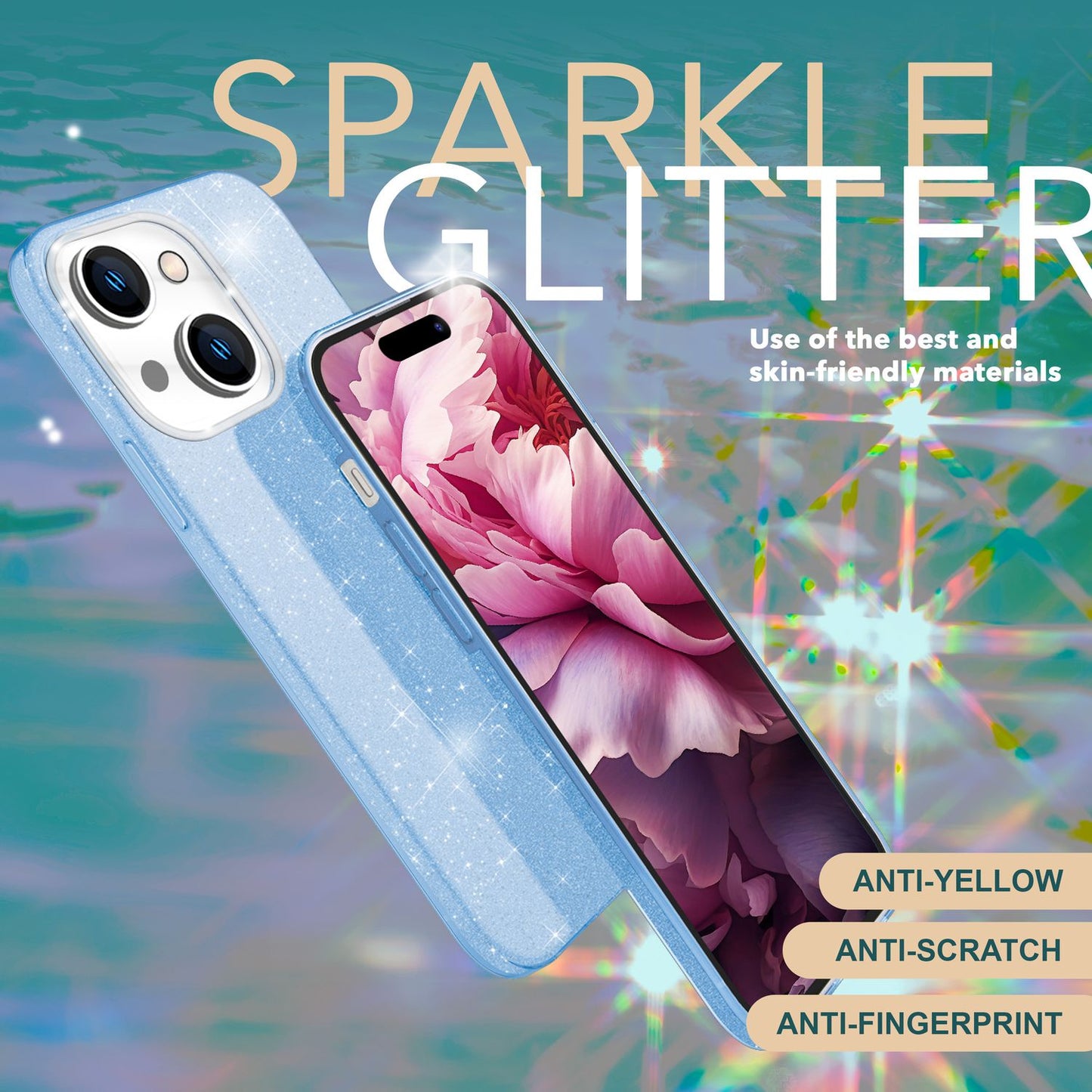 Glitzer Hülle für iPhone 15 Plus Hybrid Bling Case Silikon Handyhülle Tasche TPU