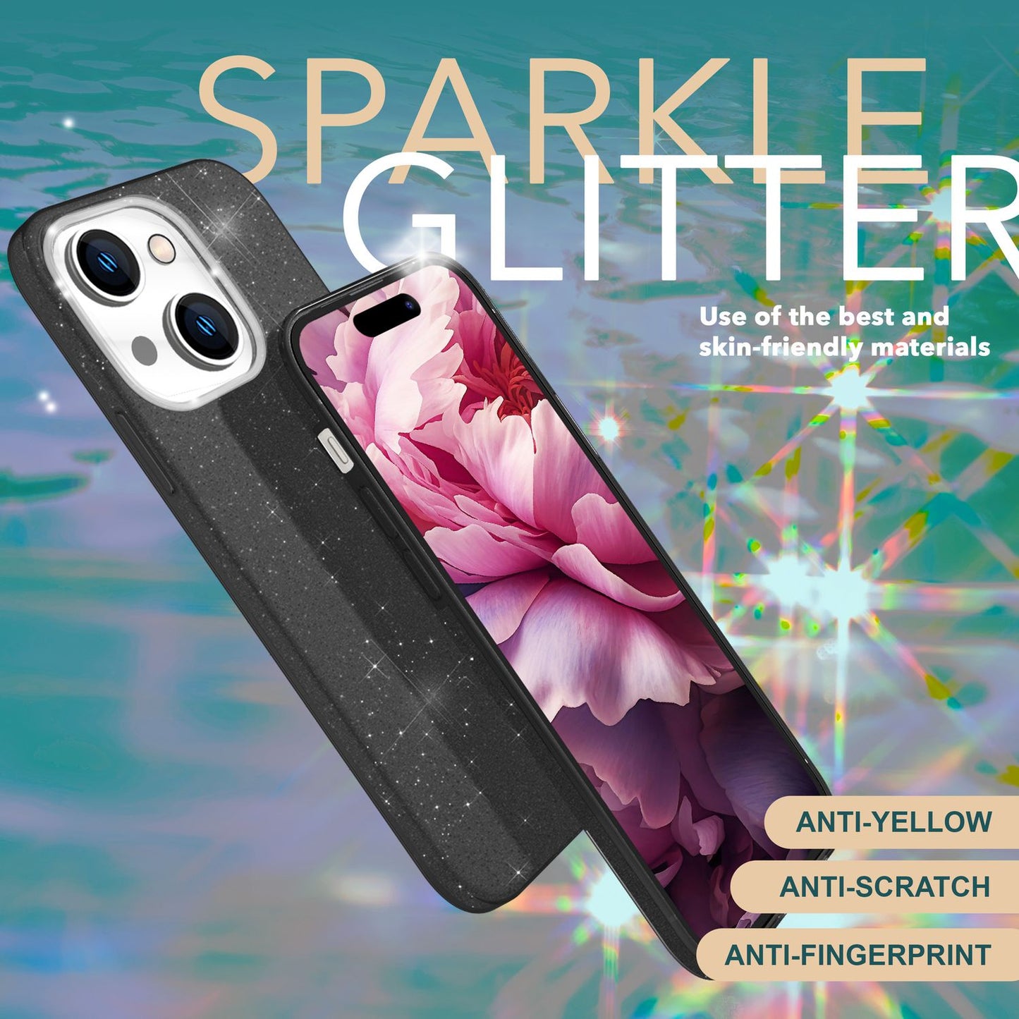 Glitzer Hülle für iPhone 15 Plus Hybrid Bling Case Silikon Handyhülle Tasche TPU