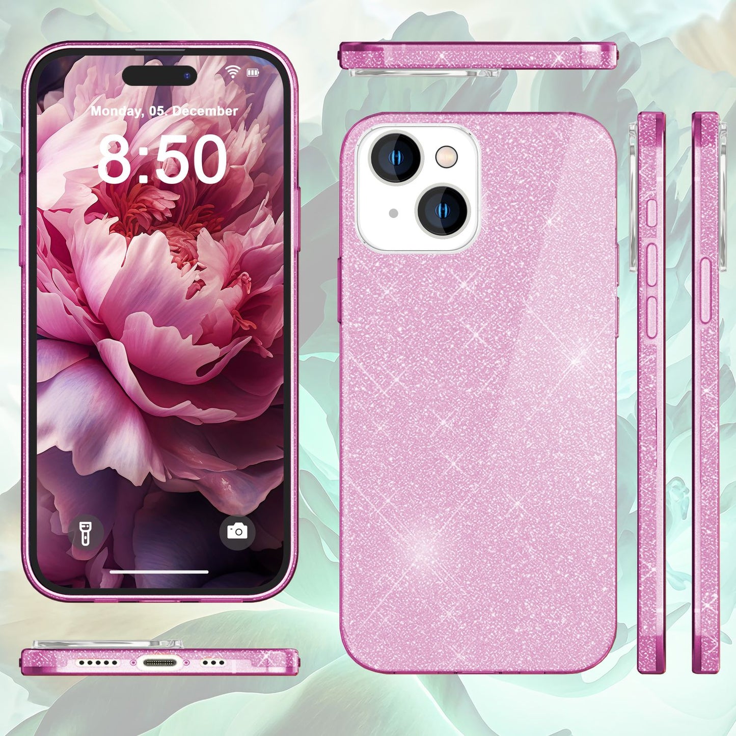 Glitzer Hülle für iPhone 15 Plus Hybrid Bling Case Silikon Handyhülle Tasche TPU