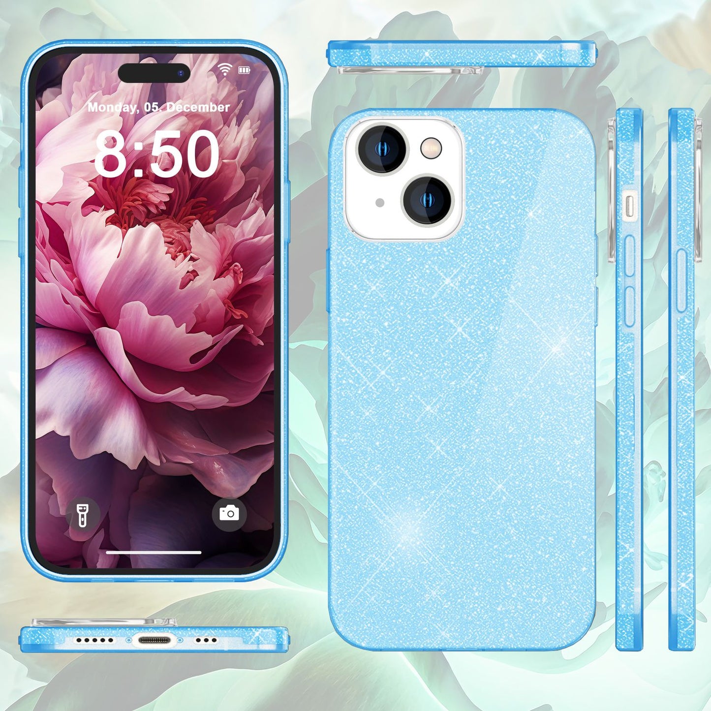 Glitzer Hülle für iPhone 15 Plus Hybrid Bling Case Silikon Handyhülle Tasche TPU