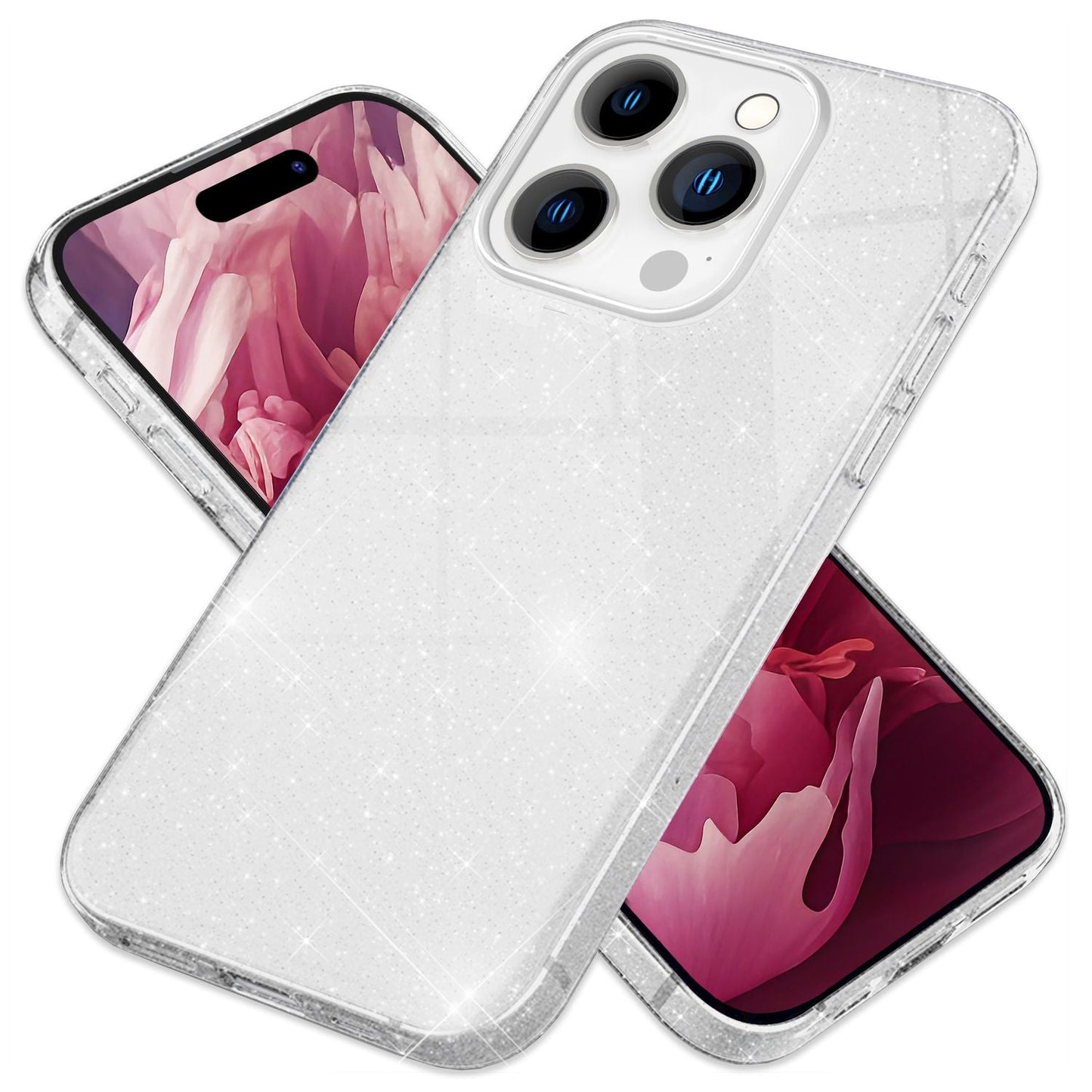 Carcasă sclipitoare pentru iPhone 15 Pro, carcasă hibridă cu sclipici, carcasă de protecție din silicon