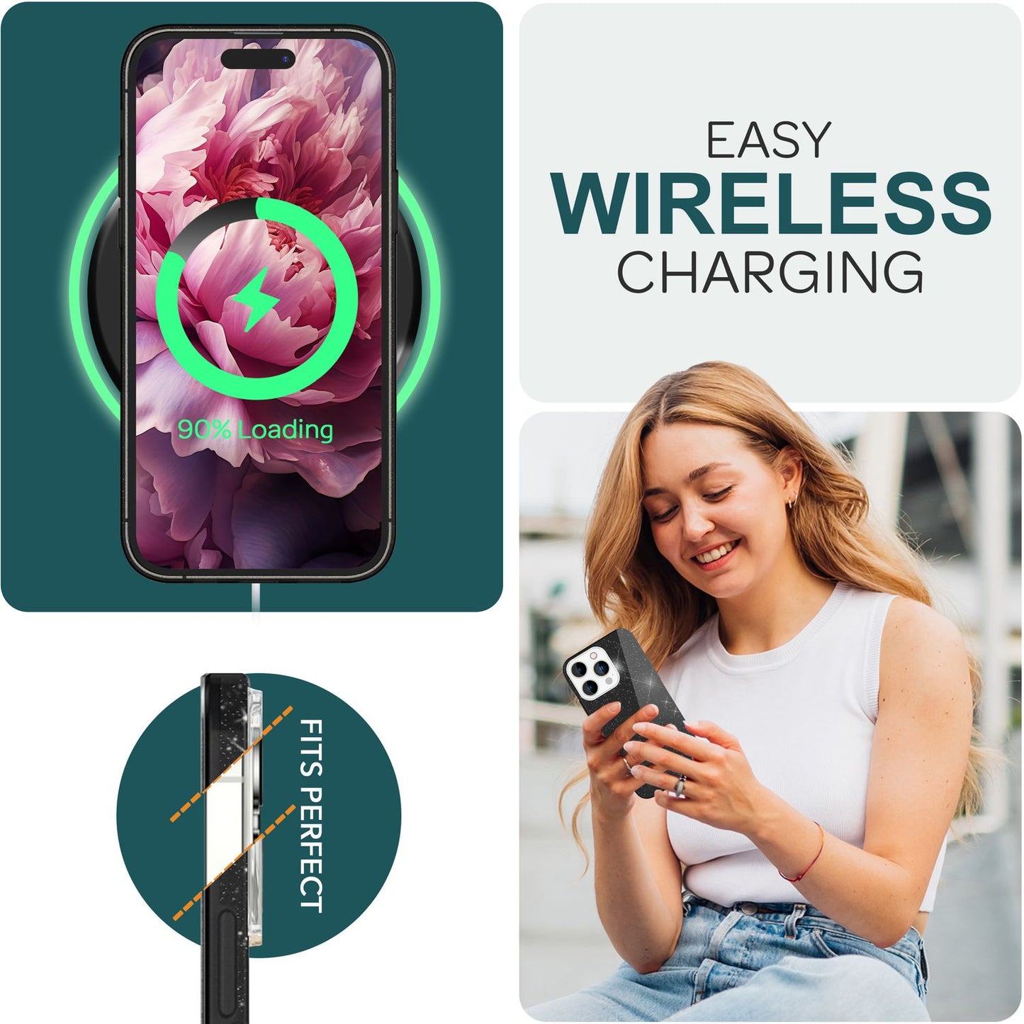 Carcasă sclipitoare pentru iPhone 15 Pro, carcasă hibridă cu sclipici, carcasă de protecție din silicon