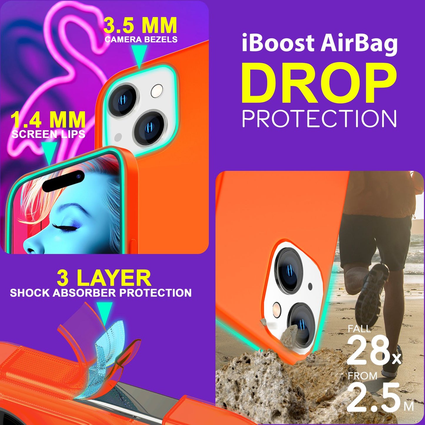 NALIA Neon Case - Neonfarben Silikon TPU Schutzhülle - Passform Iphone 15 Plus, Material TPU Silikon, Dünn