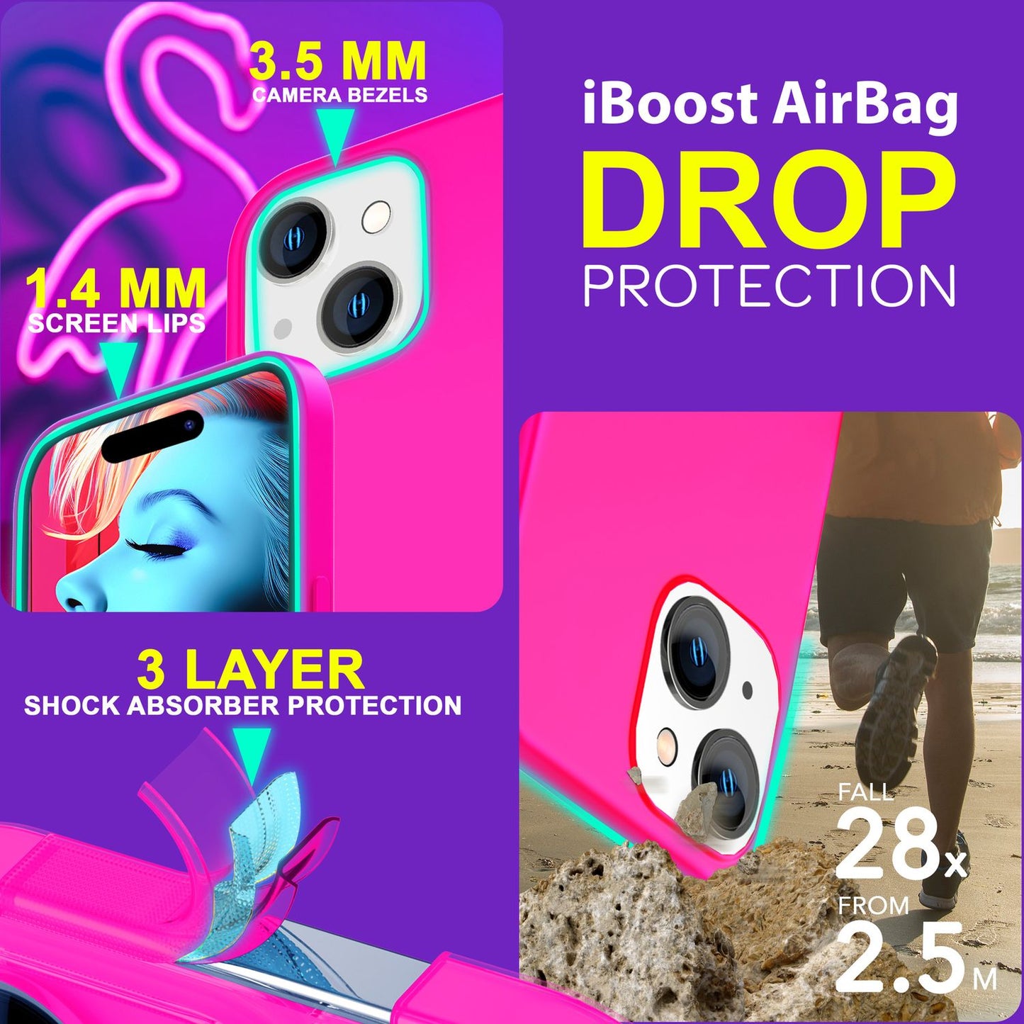 NALIA Neon Case - Neonfarben Silikon TPU Schutzhülle - Passform Iphone 15 Plus, Material TPU Silikon, Dünn