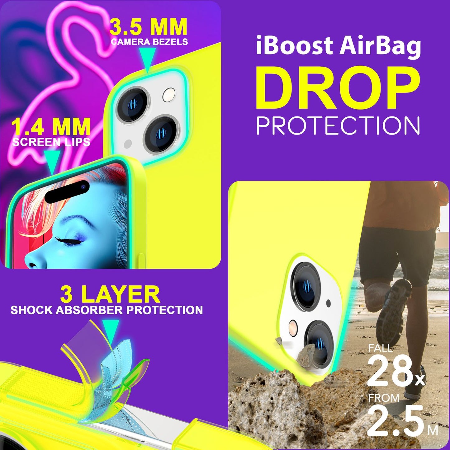 NALIA Neon Case - Neonfarben Silikon TPU Schutzhülle - Passform Iphone 15 Plus, Material TPU Silikon, Dünn