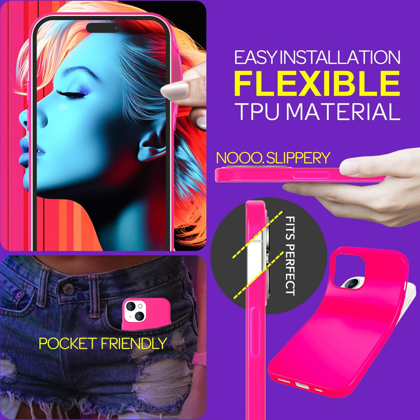 NALIA Neon Case - Neonfarben Silikon TPU Schutzhülle - Passform Iphone 15 Plus, Material TPU Silikon, Dünn