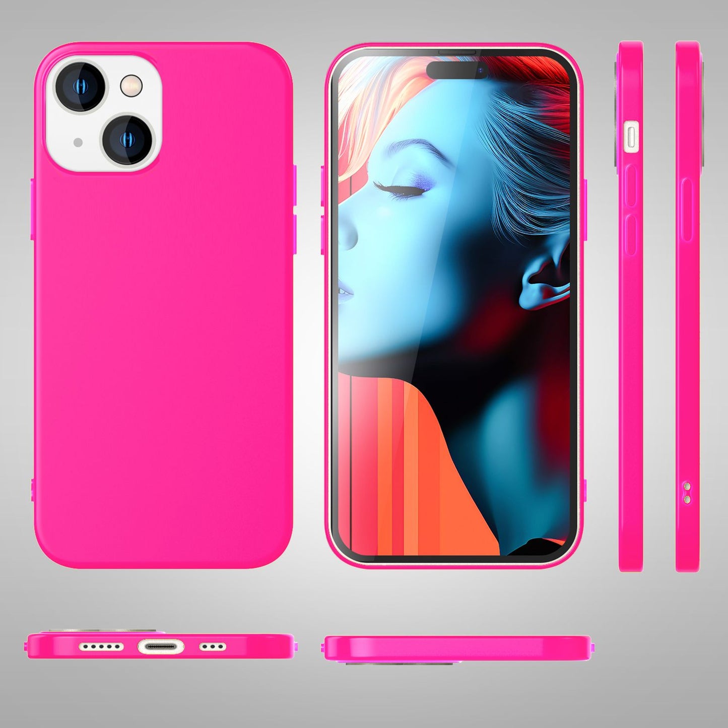 NALIA Neon Case - Neonfarben Silikon TPU Schutzhülle - Passform Iphone 15 Plus, Material TPU Silikon, Dünn