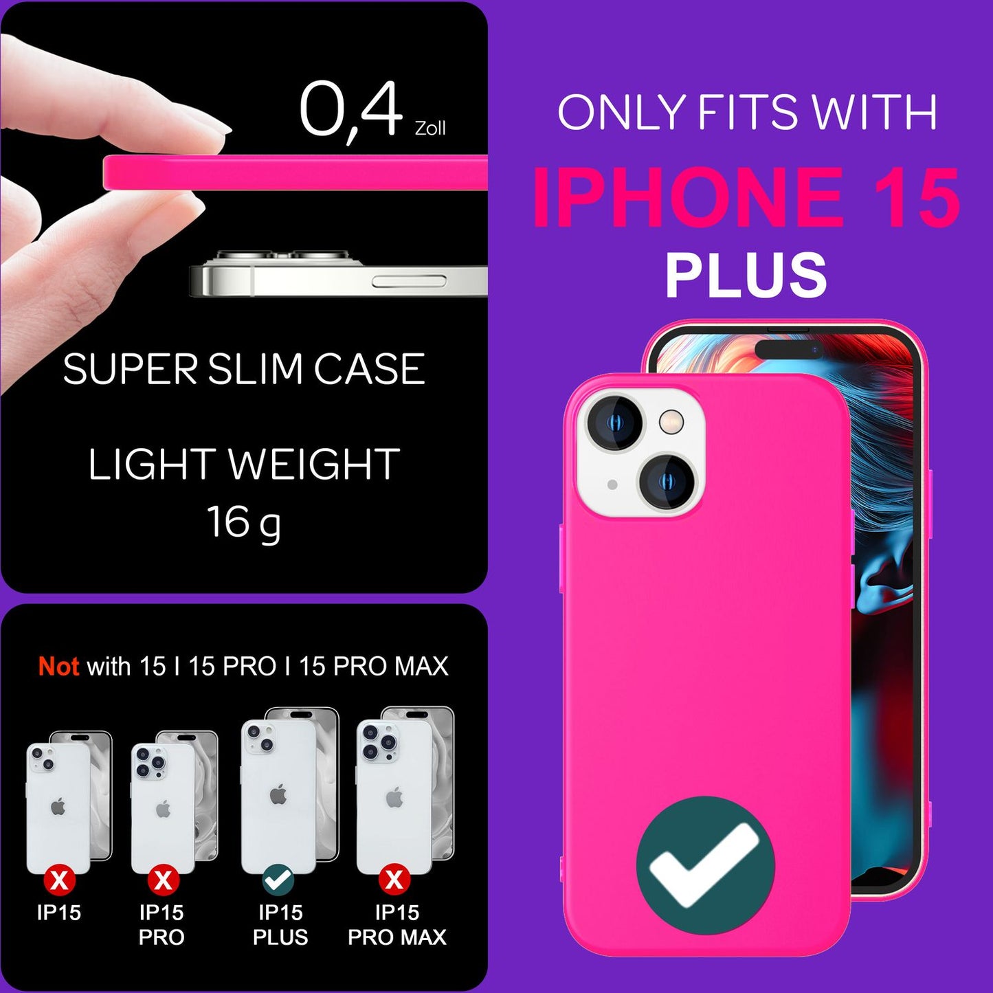 NALIA Neon Case - Neonfarben Silikon TPU Schutzhülle - Passform Iphone 15 Plus, Material TPU Silikon, Dünn