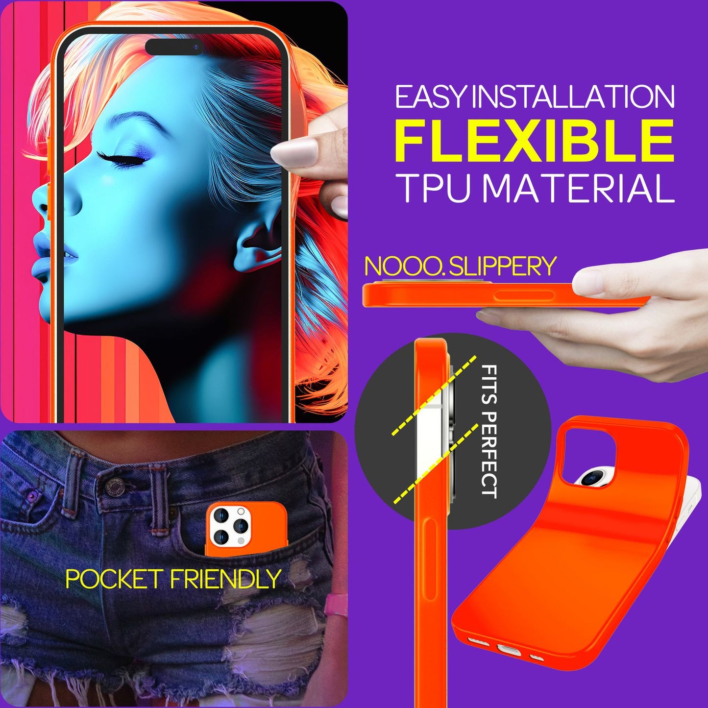 Hülle Neon für iPhone 15 Pro Silikon Schutzhülle Bunt Slim Case Handyhülle Cover