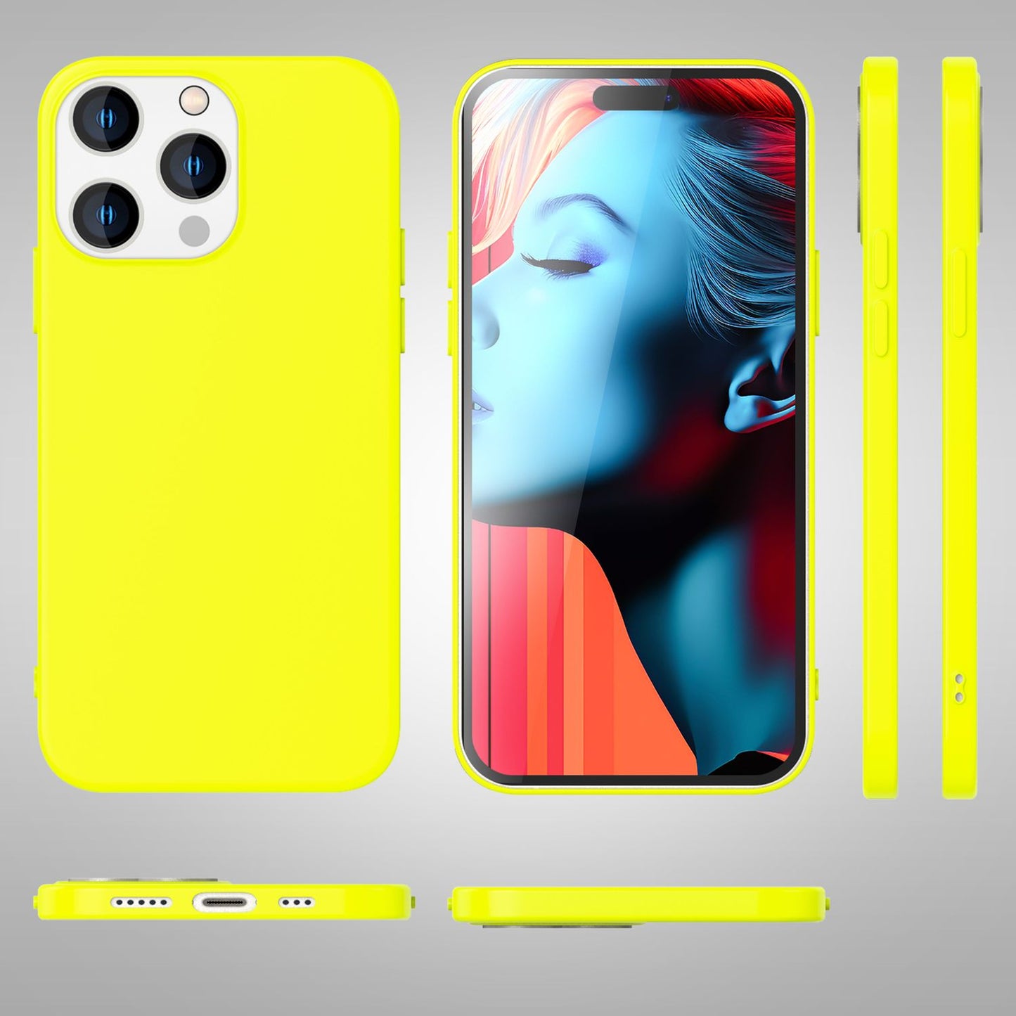 Hülle Neon für iPhone 15 Pro Silikon Schutzhülle Bunt Slim Case Handyhülle Cover