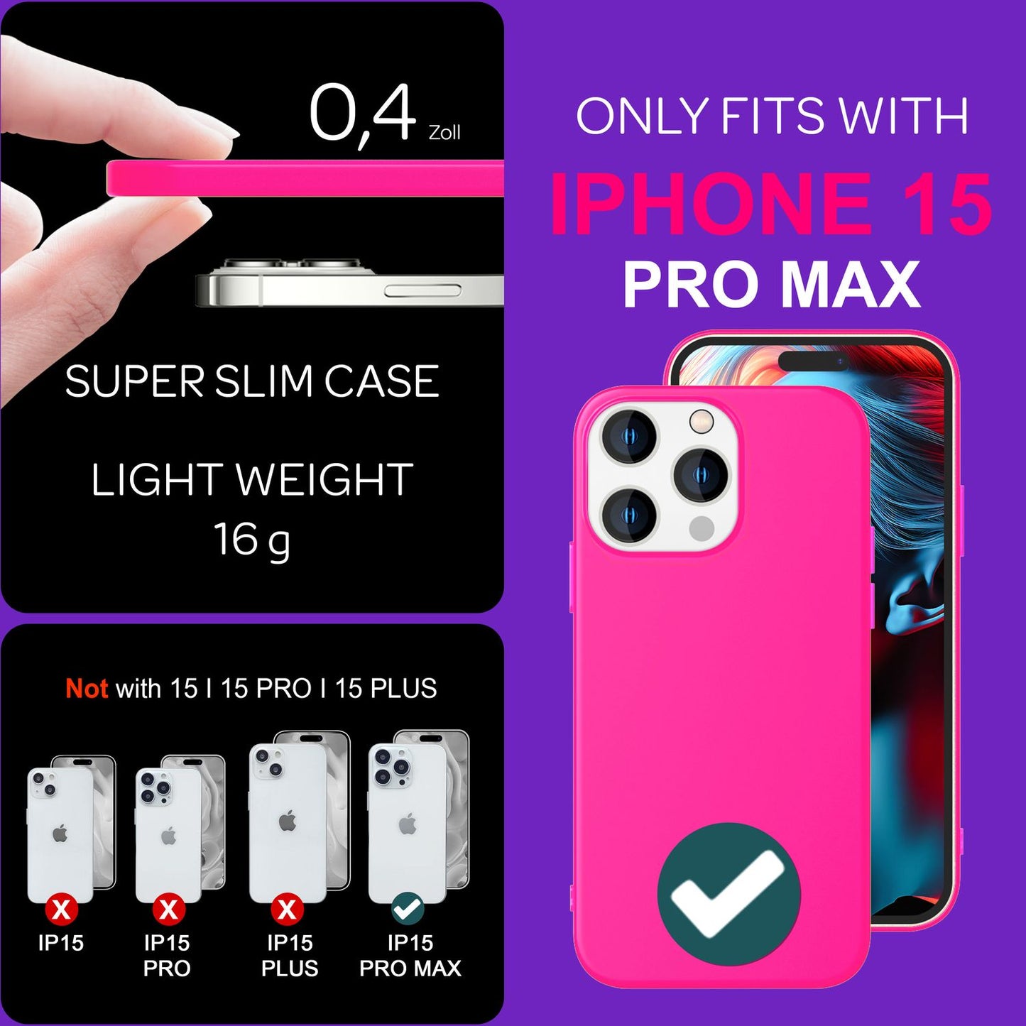 Hülle Neon für iPhone 15 Pro Max Silikon Schutzhülle Bunt Case Handyhülle Cover