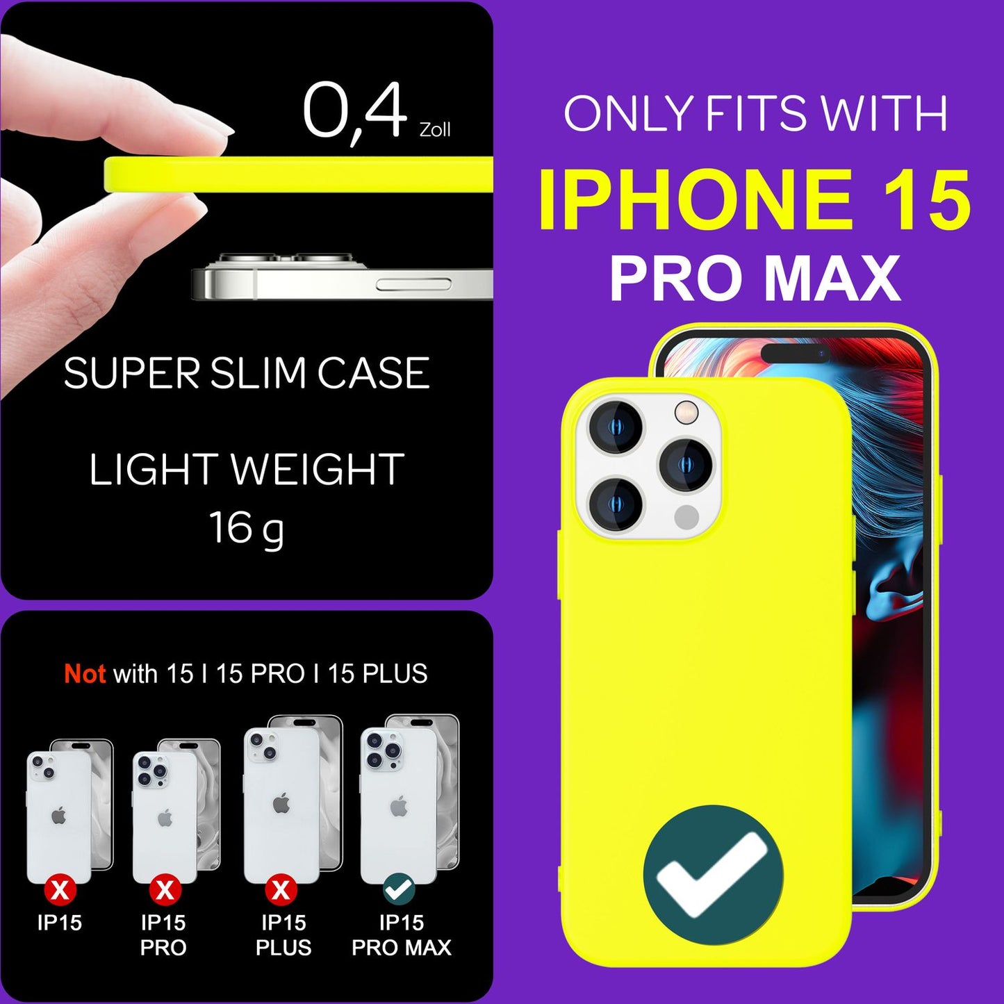 Hülle Neon für iPhone 15 Pro Max Silikon Schutzhülle Bunt Case Handyhülle Cover