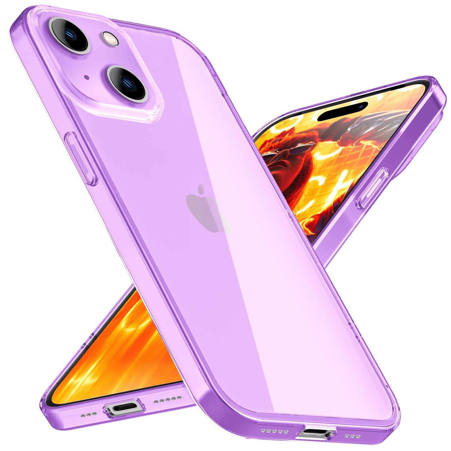 Carcasă transparentă neon pentru iPhone 15 Plus, carcasă de telefon din silicon luminos colorat, capac de protecție