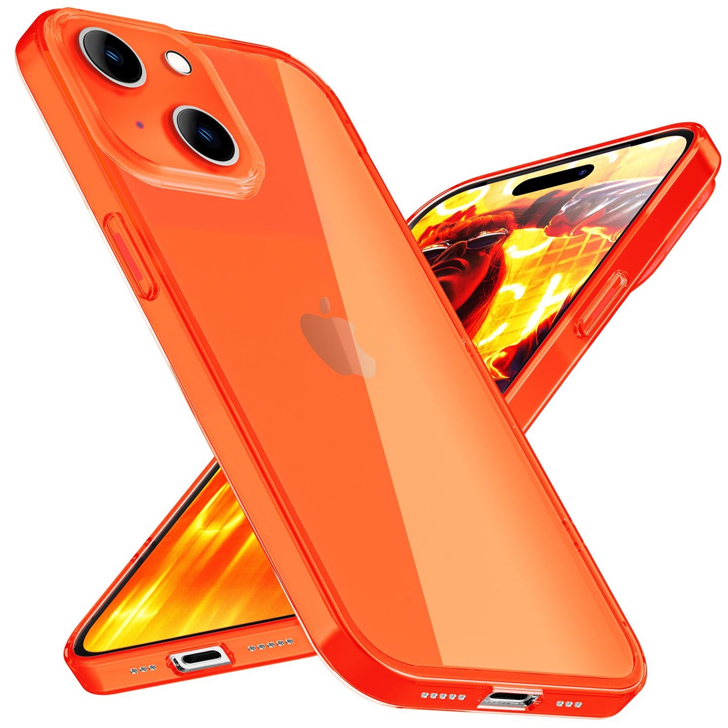 Carcasă transparentă neon pentru iPhone 15 Plus, carcasă de telefon din silicon luminos colorat, capac de protecție
