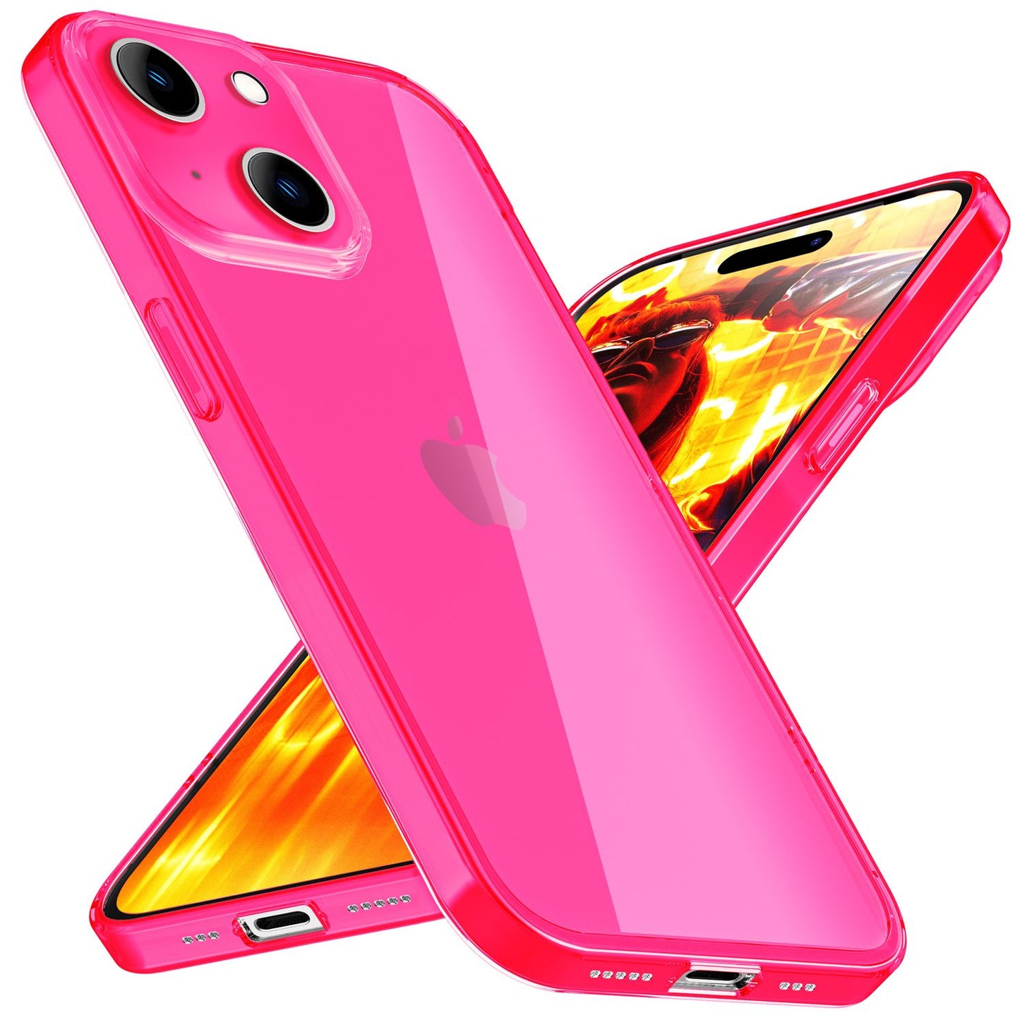 Carcasă transparentă neon pentru iPhone 15 Plus, carcasă de telefon din silicon luminos colorat, capac de protecție