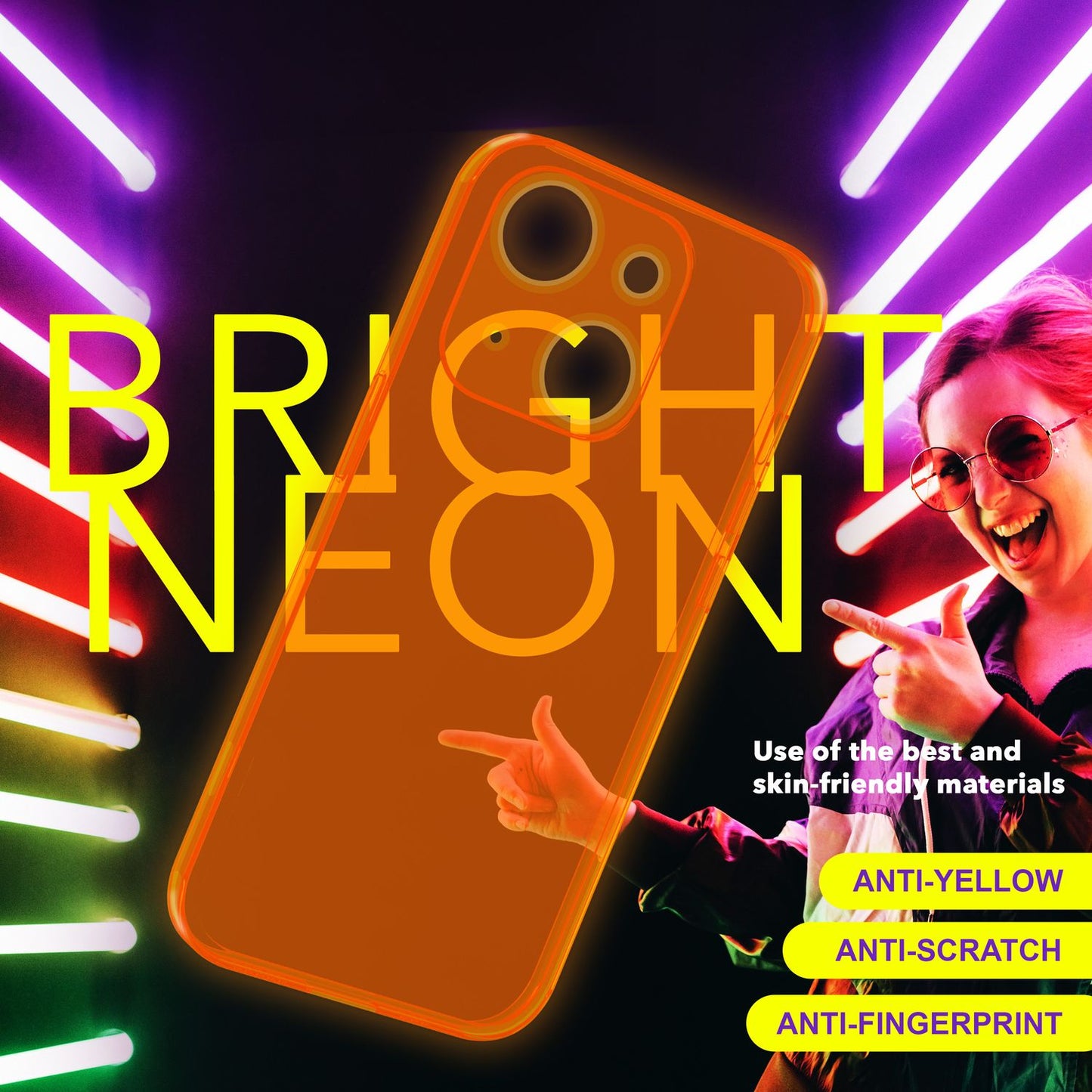 Carcasă transparentă neon pentru iPhone 15 Plus, carcasă de telefon din silicon luminos colorat, capac de protecție