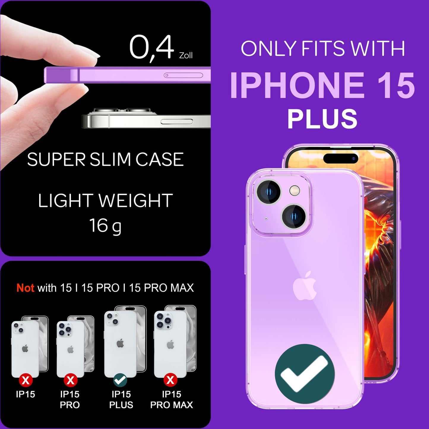 Carcasă transparentă neon pentru iPhone 15 Plus, carcasă de telefon din silicon luminos colorat, capac de protecție