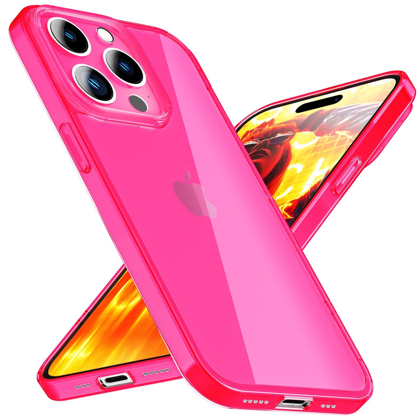 NALIA Hülle Neon Klar iPhone 15 Pro Leuchtendes Silikon - Material Silikon, Dicke 0,8 mm, Passform iPhone 15 Pro