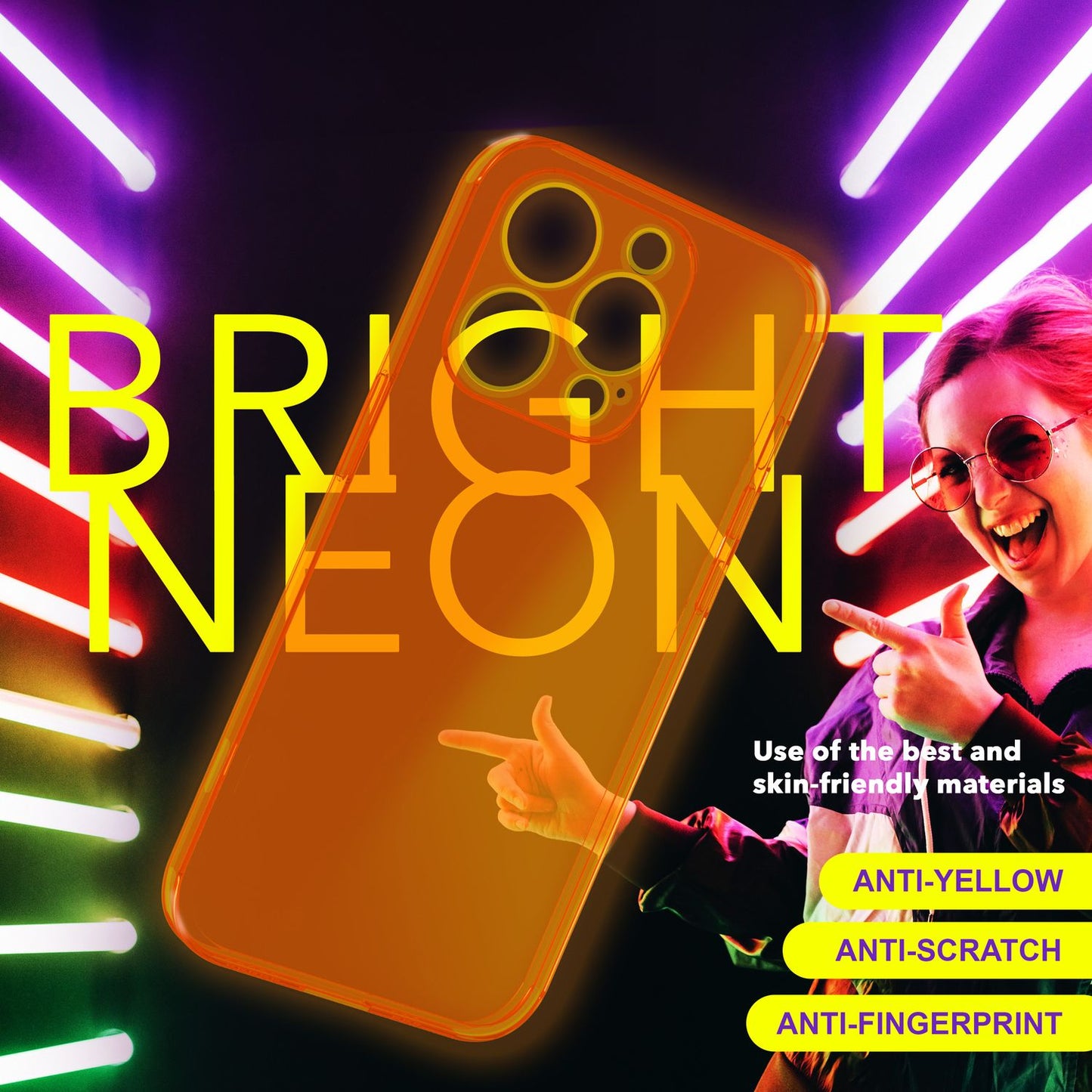 NALIA Hülle Neon Klar iPhone 15 Pro Leuchtendes Silikon - Material Silikon, Dicke 0,8 mm, Passform iPhone 15 Pro