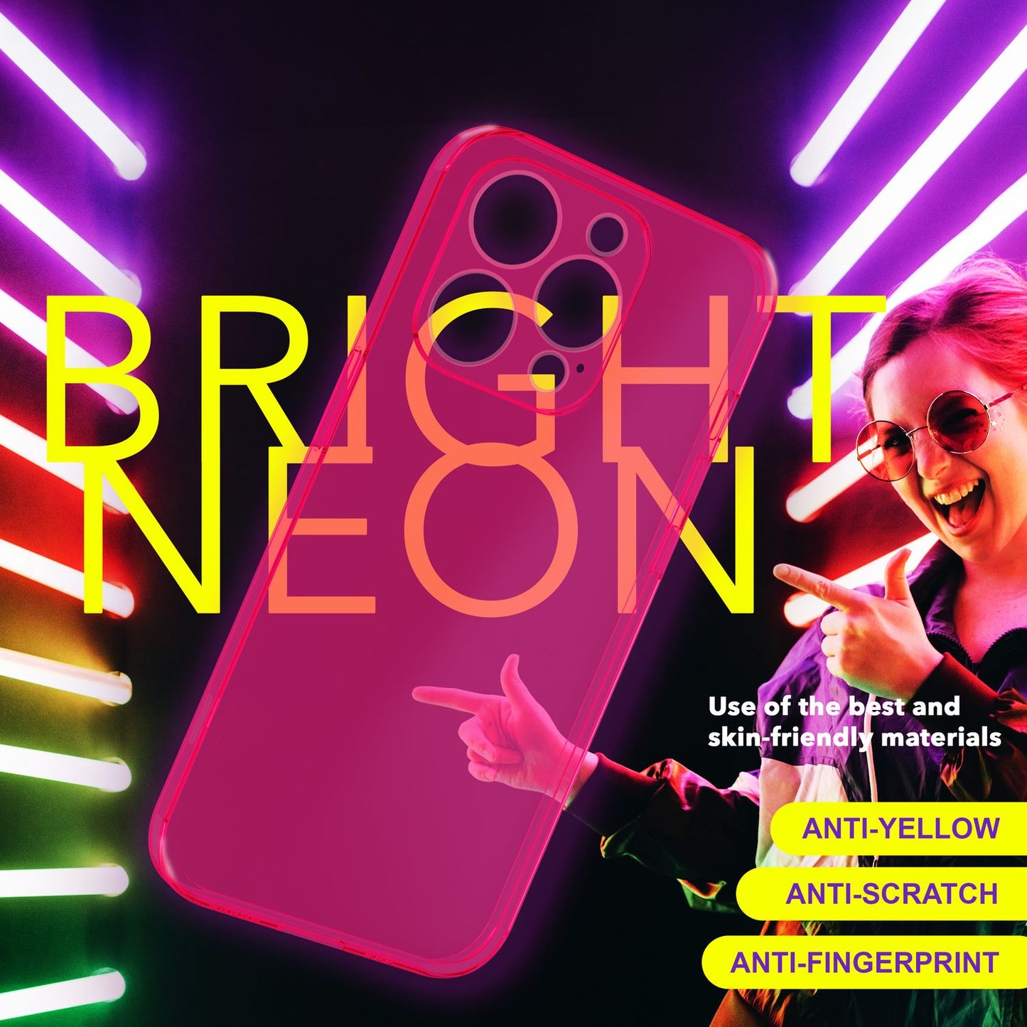 NALIA Hülle Neon Klar iPhone 15 Pro Leuchtendes Silikon - Material Silikon, Dicke 0,8 mm, Passform iPhone 15 Pro