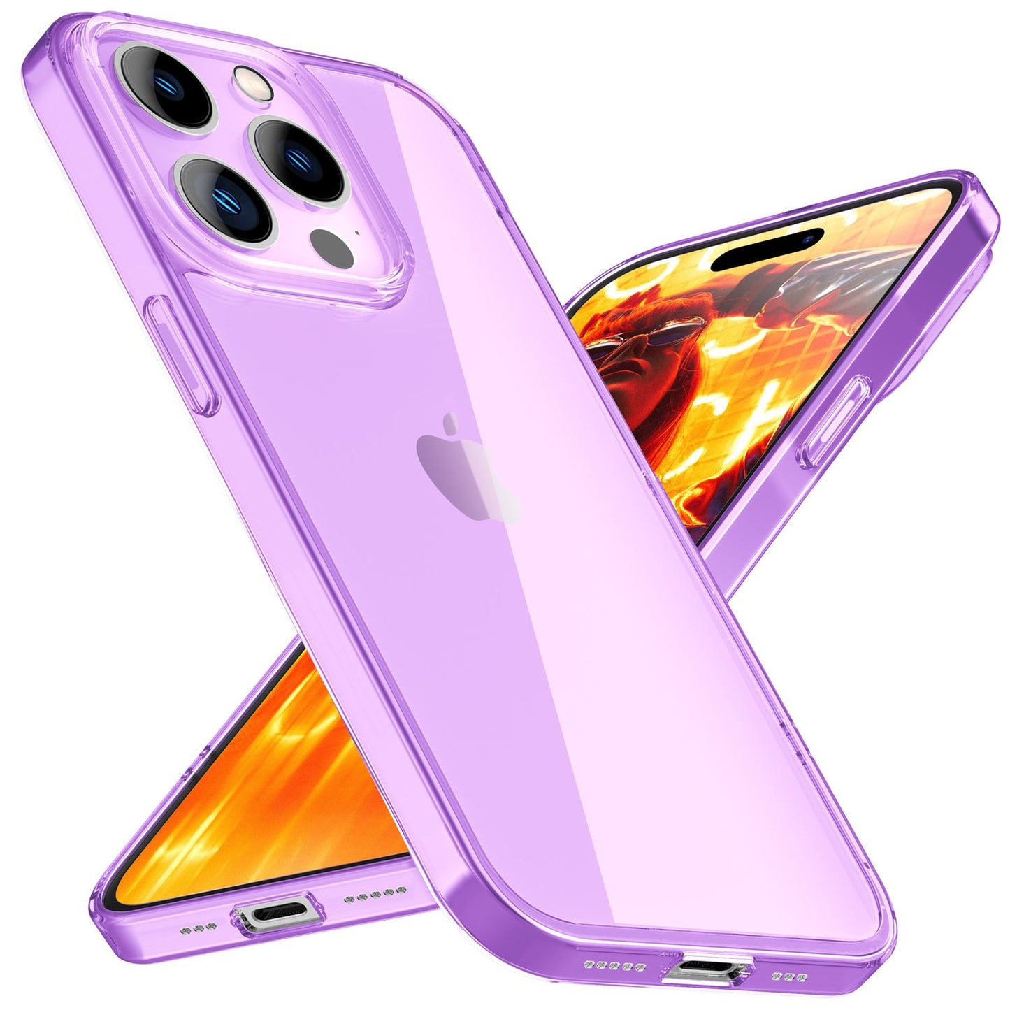 Hülle Neon Klar für iPhone 15 Pro Max Bunt Leuchtend Silikon Handyhülle TPU Case