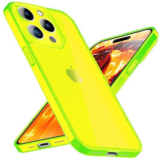 Hülle Neon Klar für iPhone 15 Pro Max Bunt Leuchtend Silikon Handyhülle TPU Case