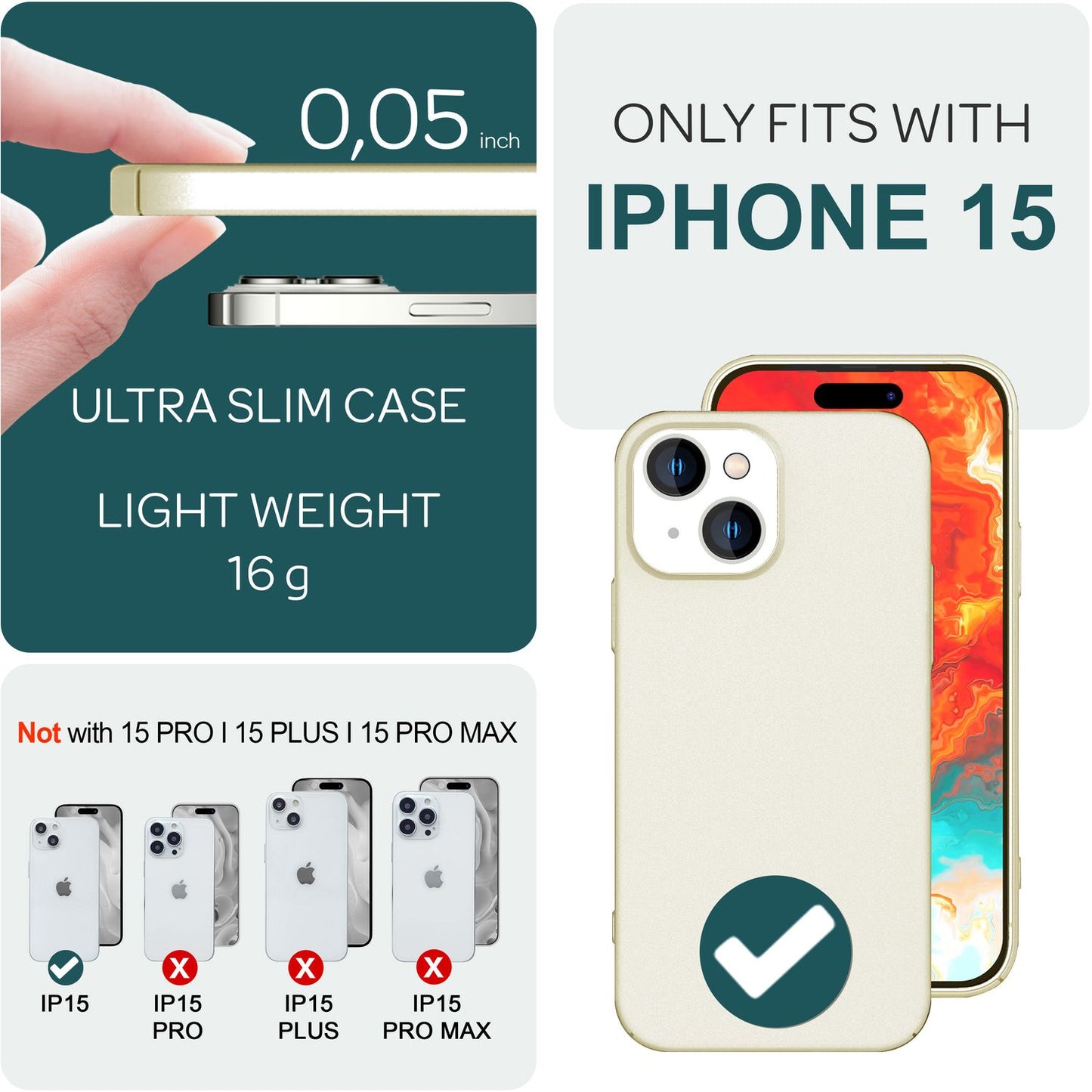Dünne 0,5mm Hülle für iPhone 15 Hard Case Matt Ultra Slim Handyhülle Schutzhülle